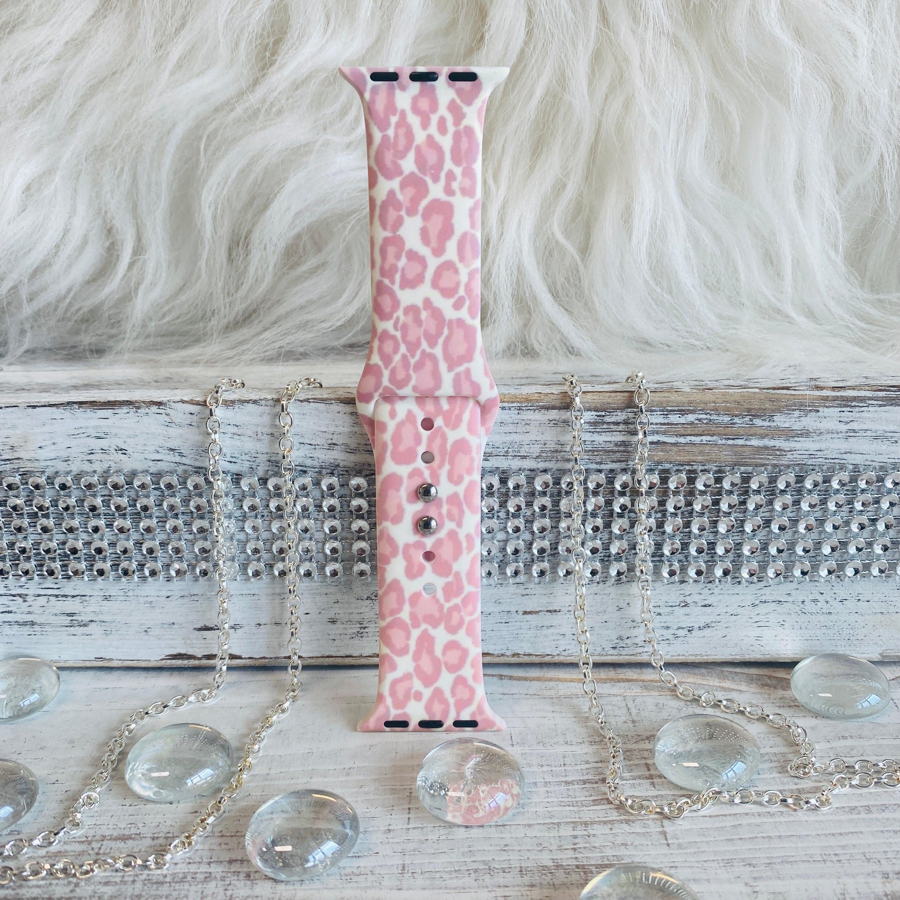 Blush Leopard Print Silicone Band For Apple Watch - Fancy Bands
