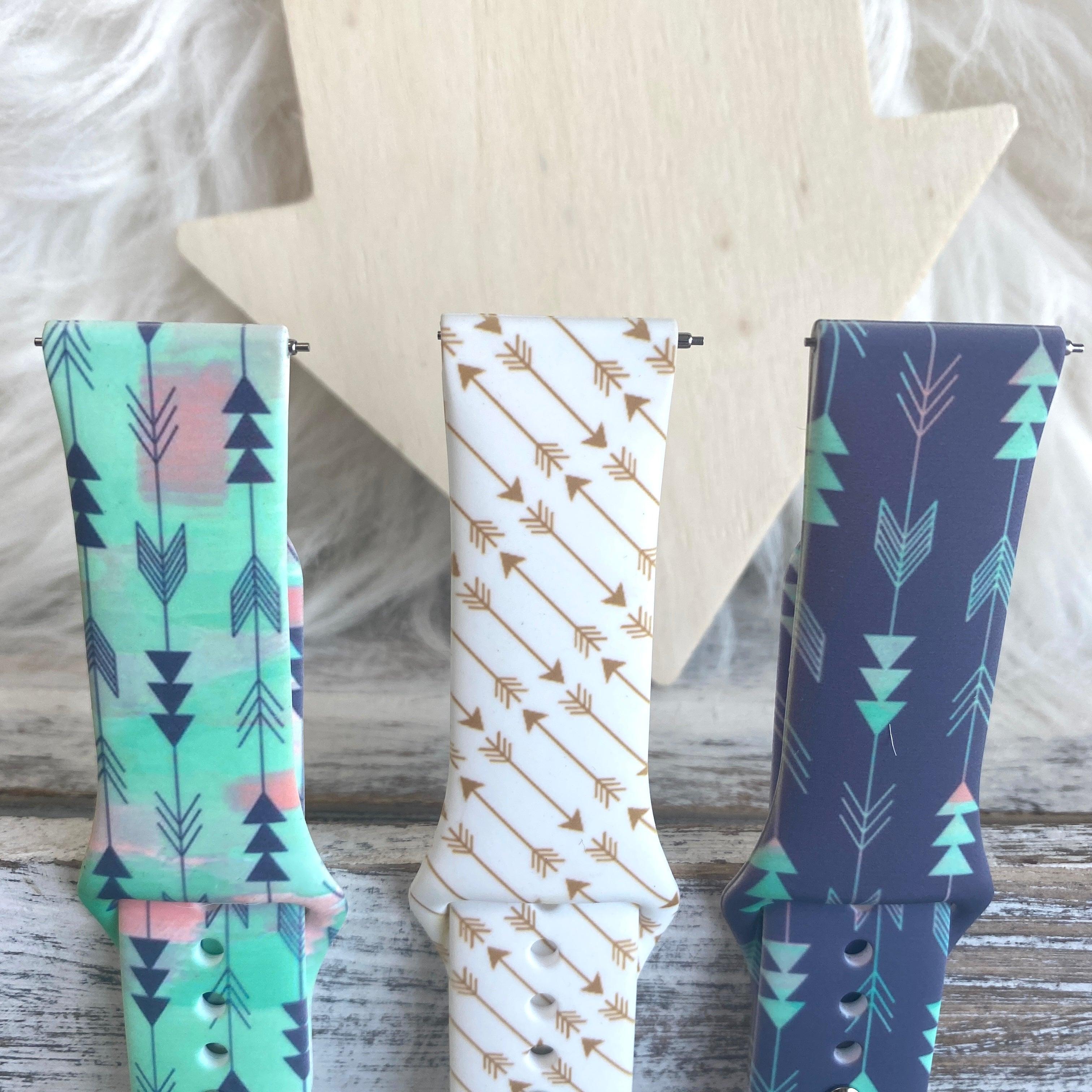 Boho-Feather Arrow Print Silicone Band For Samsung Watch Multiple Colors Available - Fancy Bands