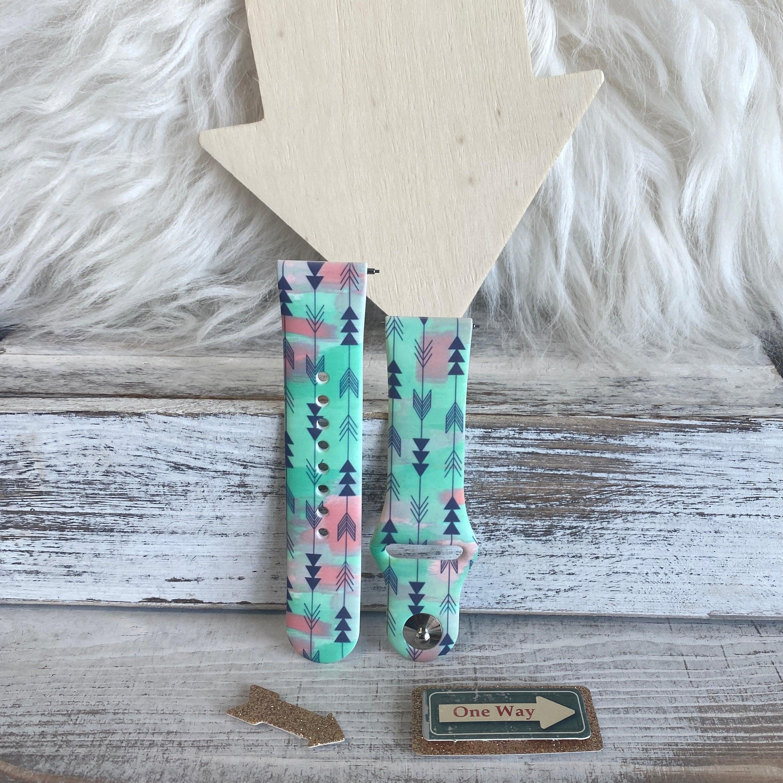 Boho-Feather Arrow Print Silicone Band For Fitbit Versa 1/2 Multiple Colors Available - Fancy Bands