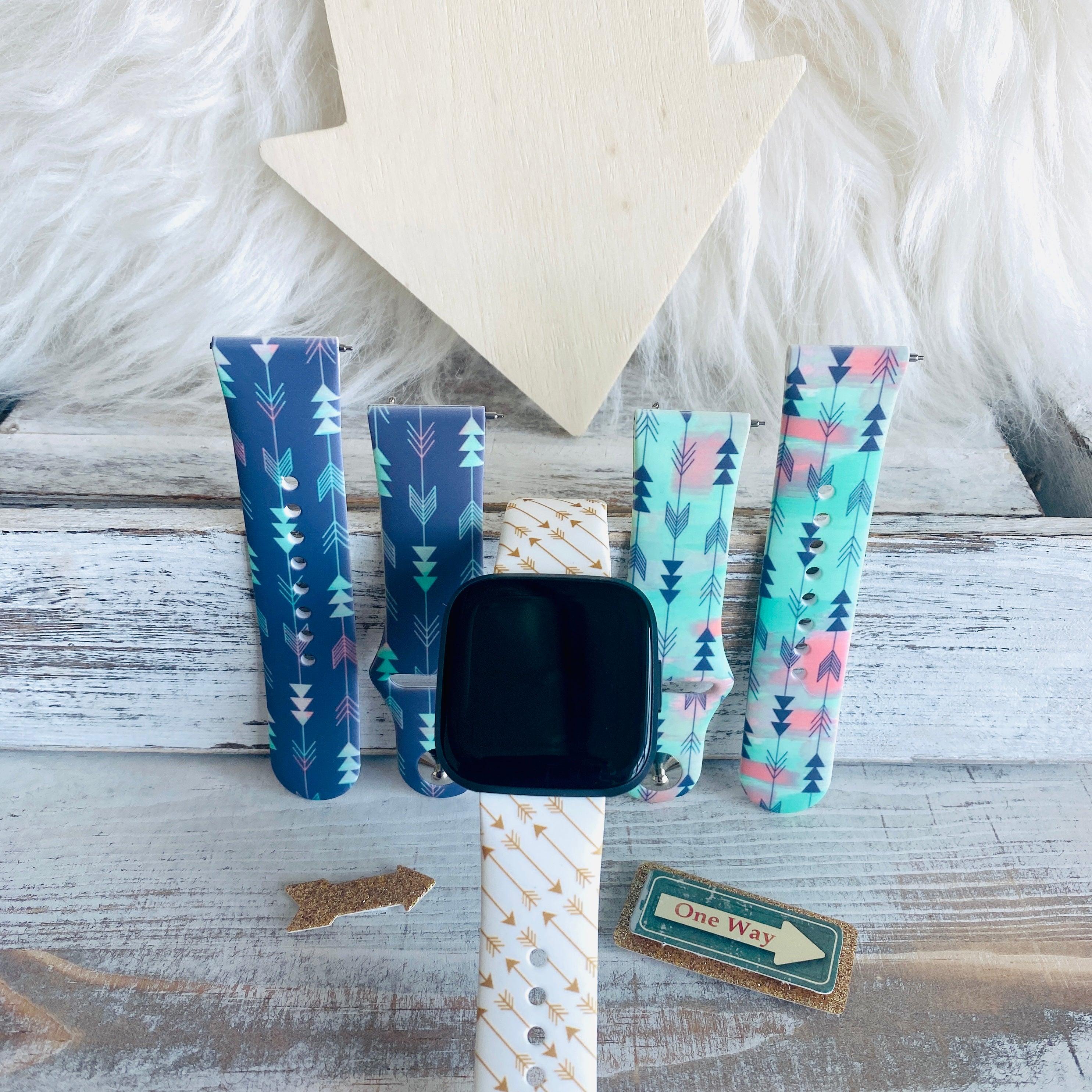 Boho-Feather Arrow Print Silicone Band For Fitbit Versa 1/2 Multiple Colors Available - Fancy Bands