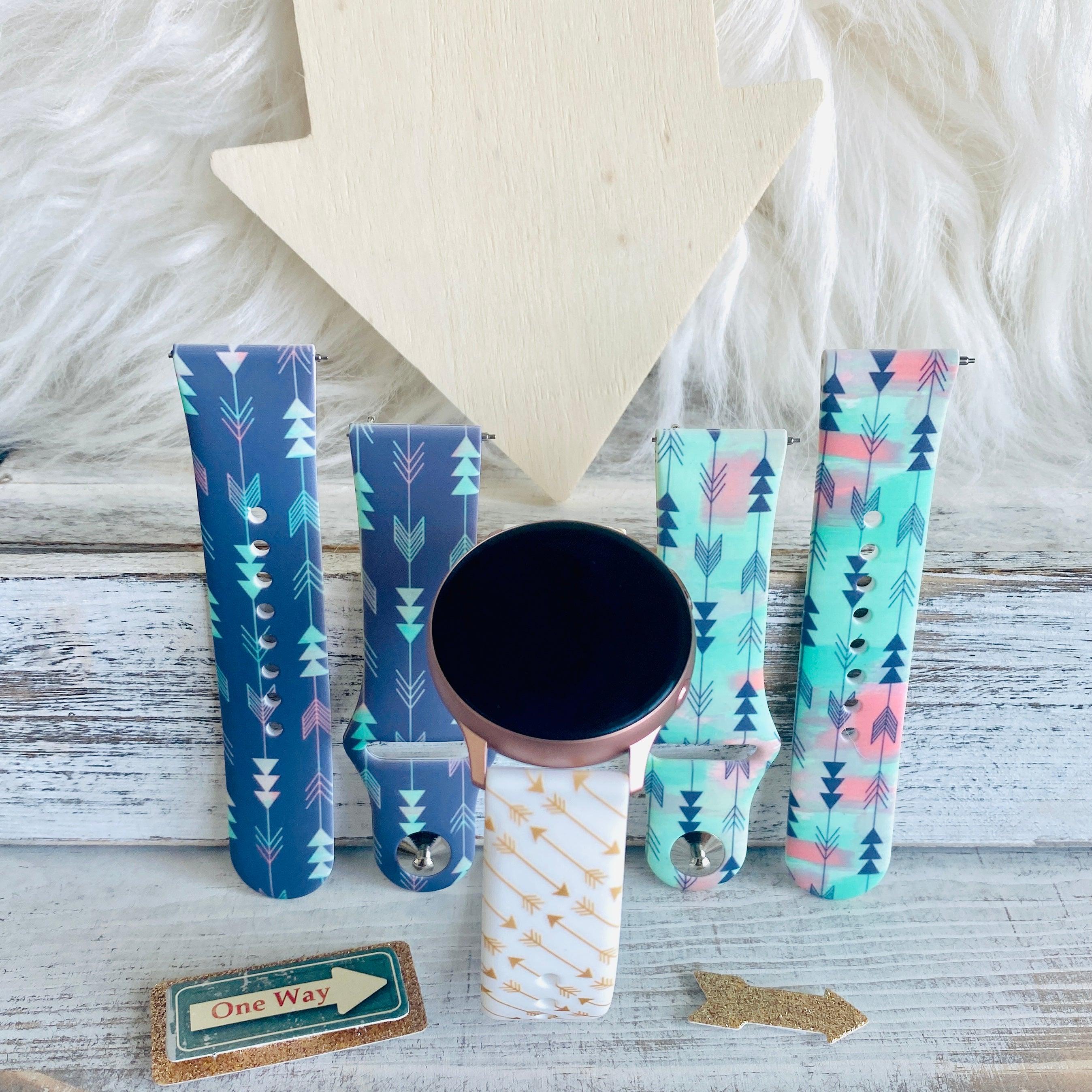 Boho-Feather Arrow Print Silicone Band For Samsung Watch Multiple Colors Available - Fancy Bands