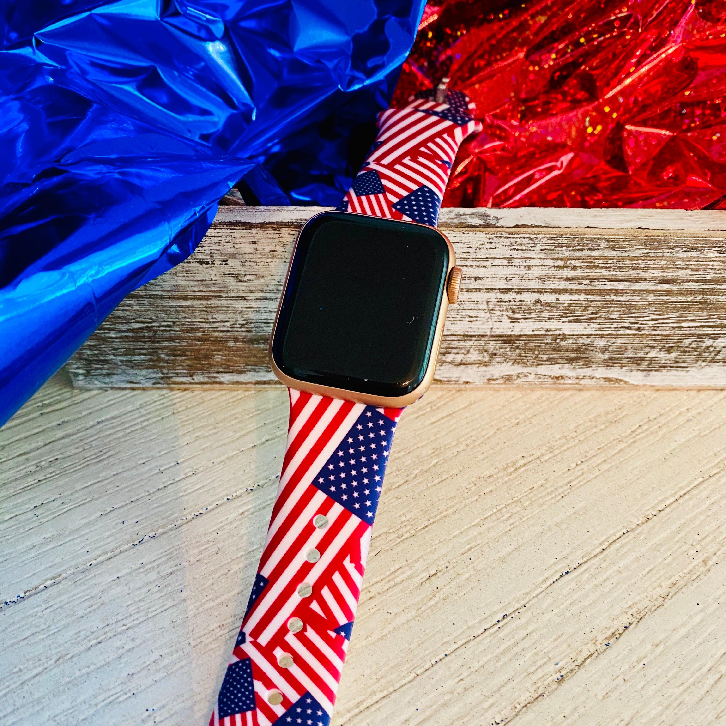 American Flag Print Silicone Band For Apple Watch - Fancy Bands