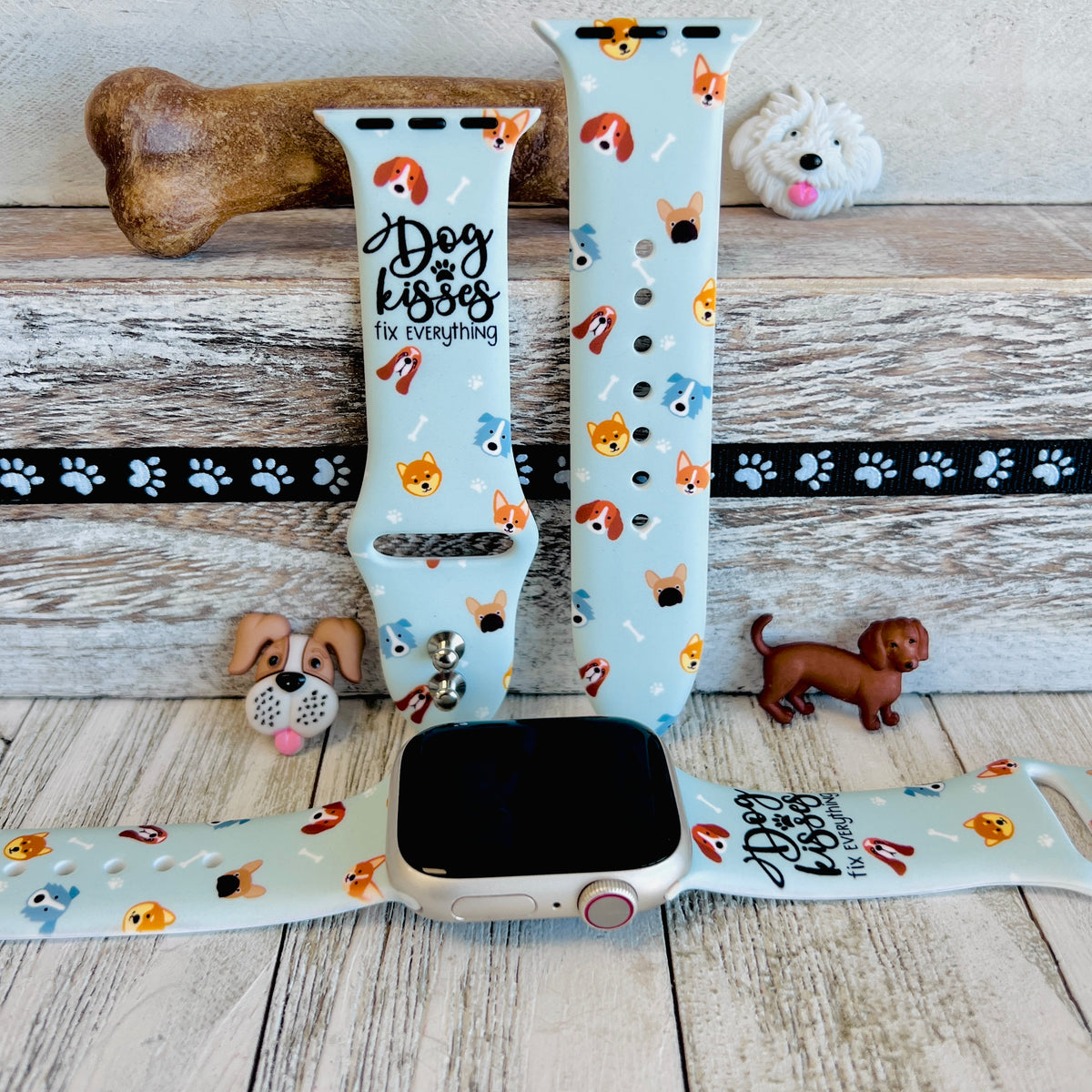 Dog Kisses Print Silicone Band For Apple Watch