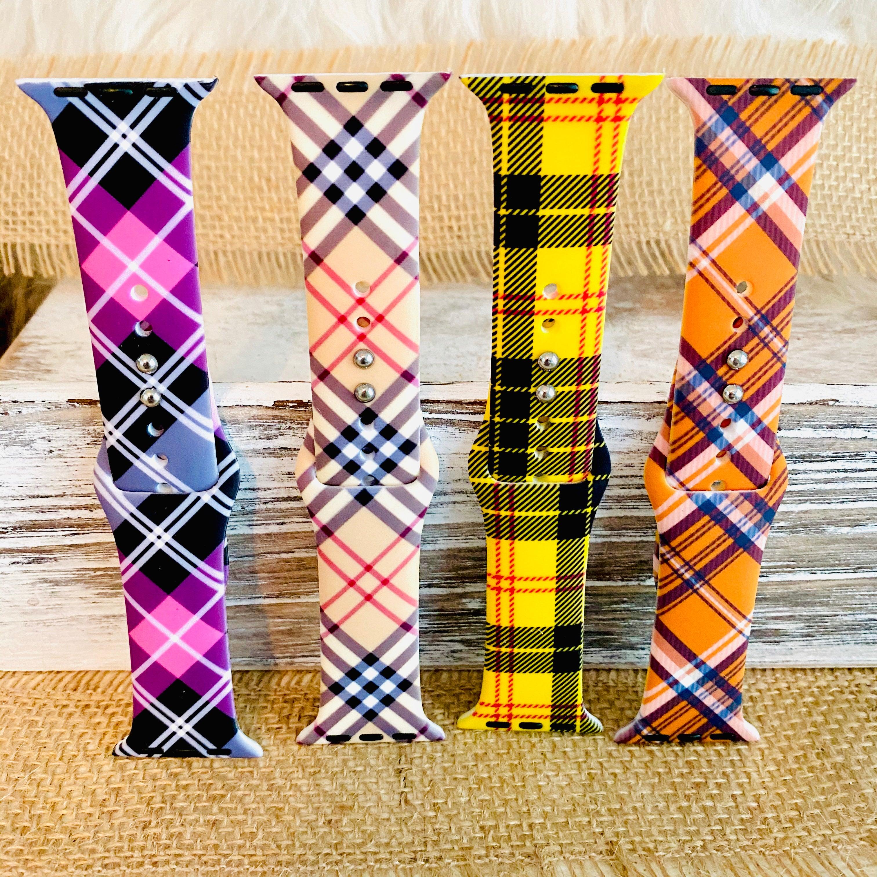 Fancy Plaid Print Silicone Band For Apple Watch Multiple Colors Available - Fancy Bands