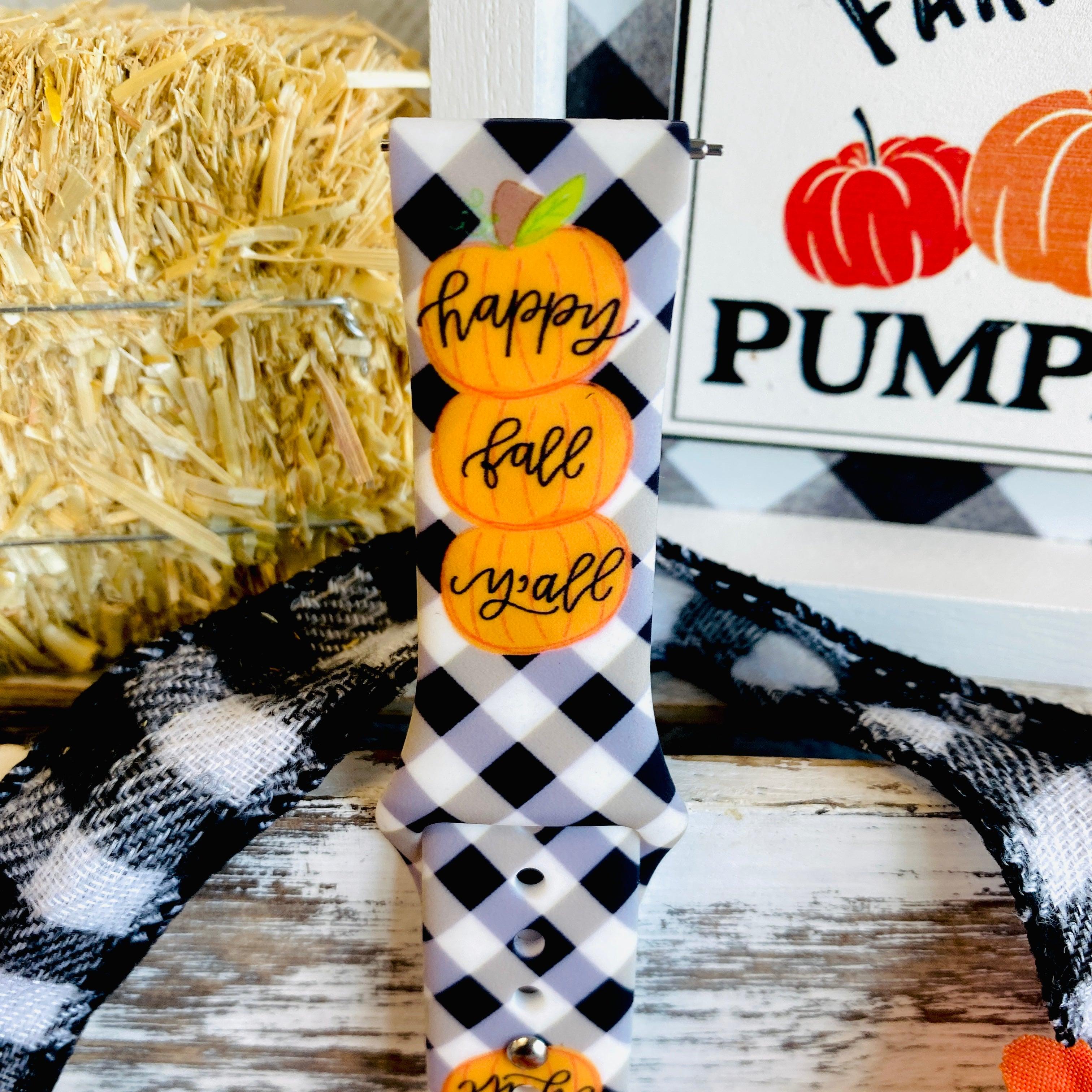Black Plaid Happy Fall Y'all Print Silicone Band For Fitbit Versa 1/2 - Fancy Bands