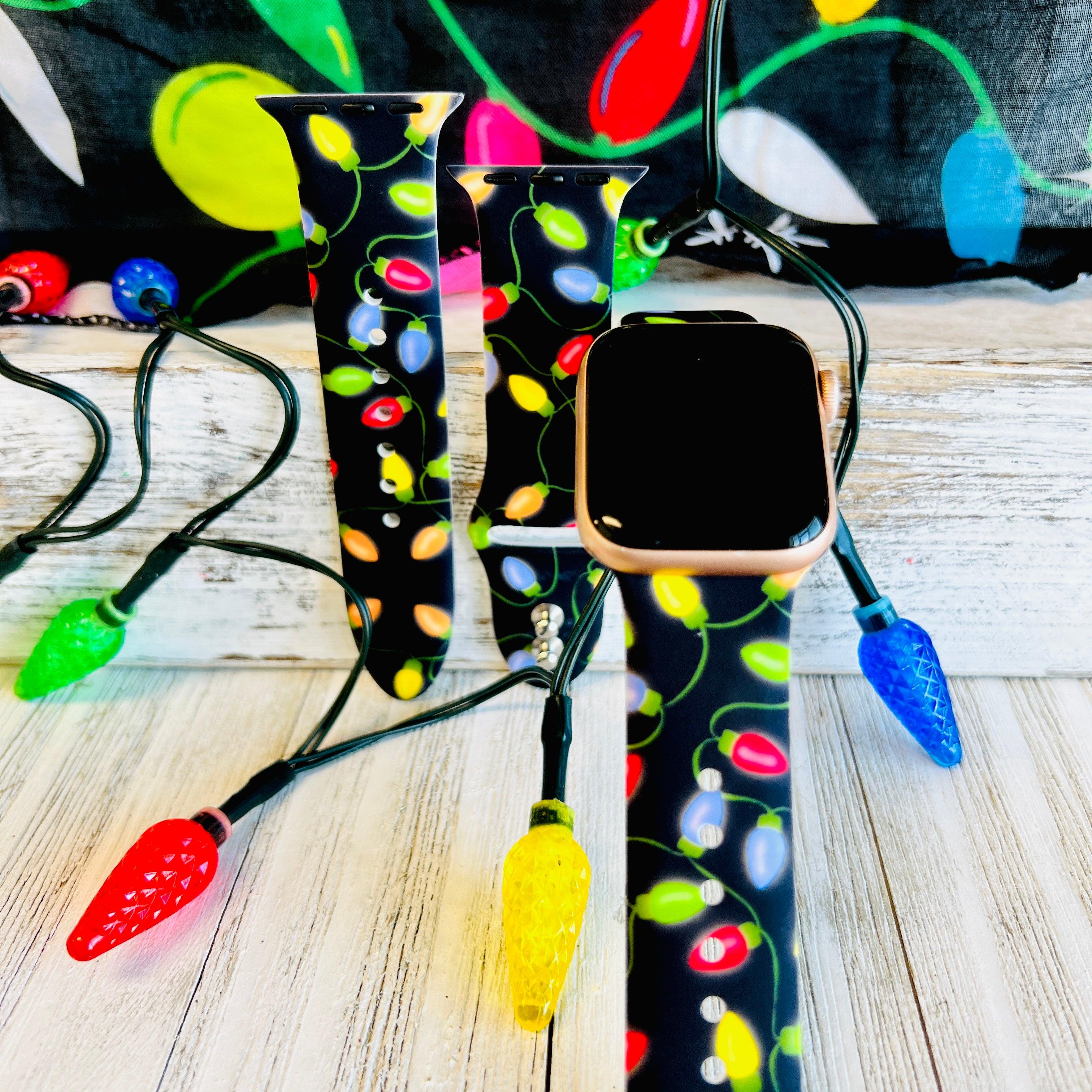 Christmas Lights Print Silicone Band For Apple Watch - Fancy Bands