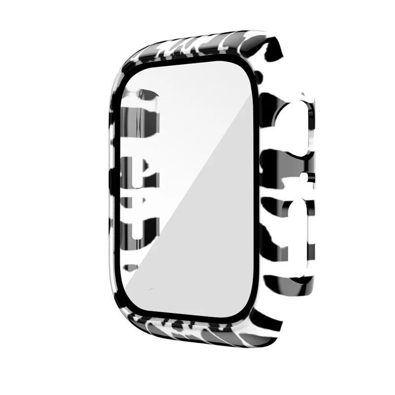 Printed Hard Case With Tempered Glass Screen Protector For Apple Watch Multiple Colors Available