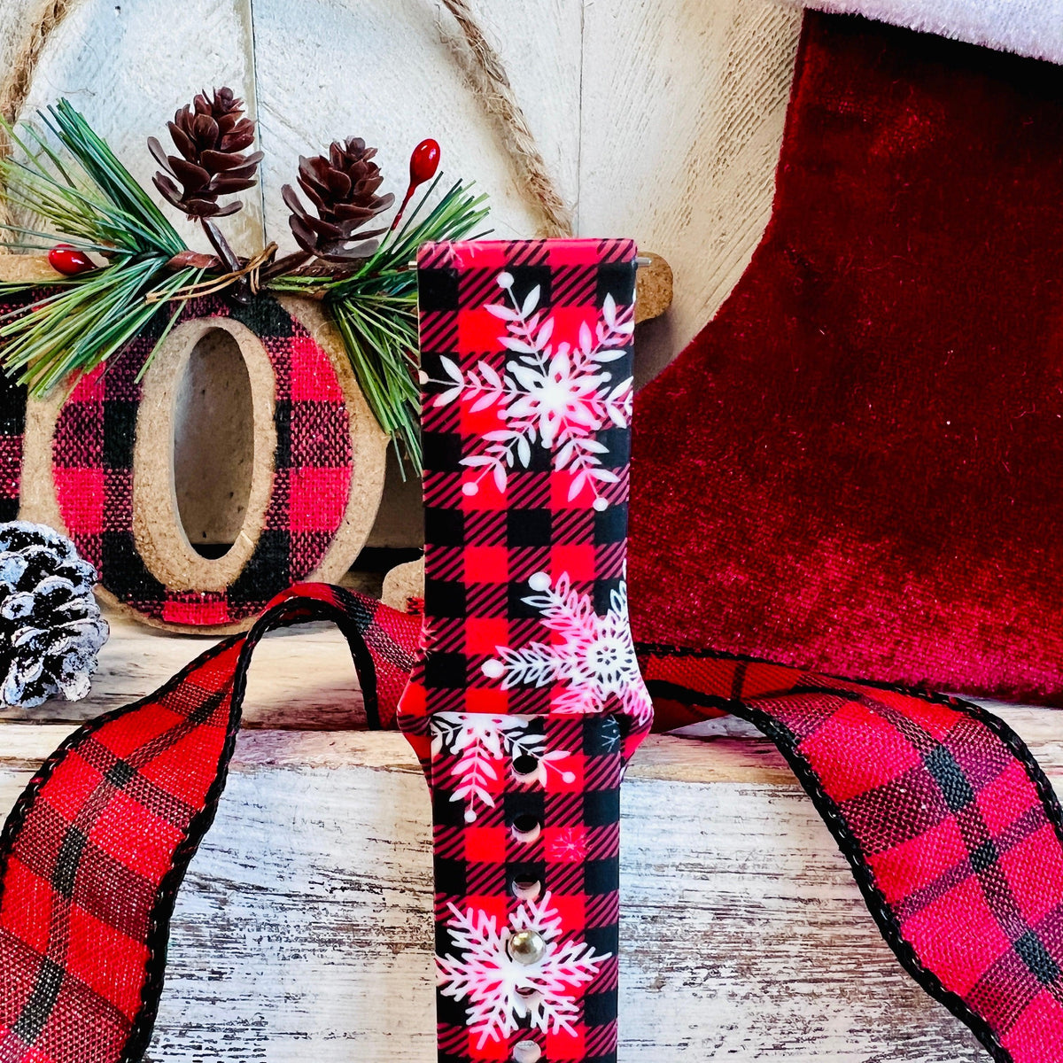 Buffalo Plaid Snowflake Print Silicone Band For Samsung Watch - Fancy Bands
