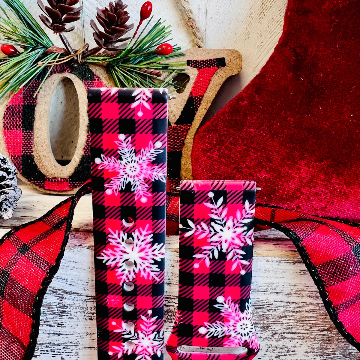 Buffalo Plaid Snowflake Print Silicone Band For Samsung Watch - Fancy Bands