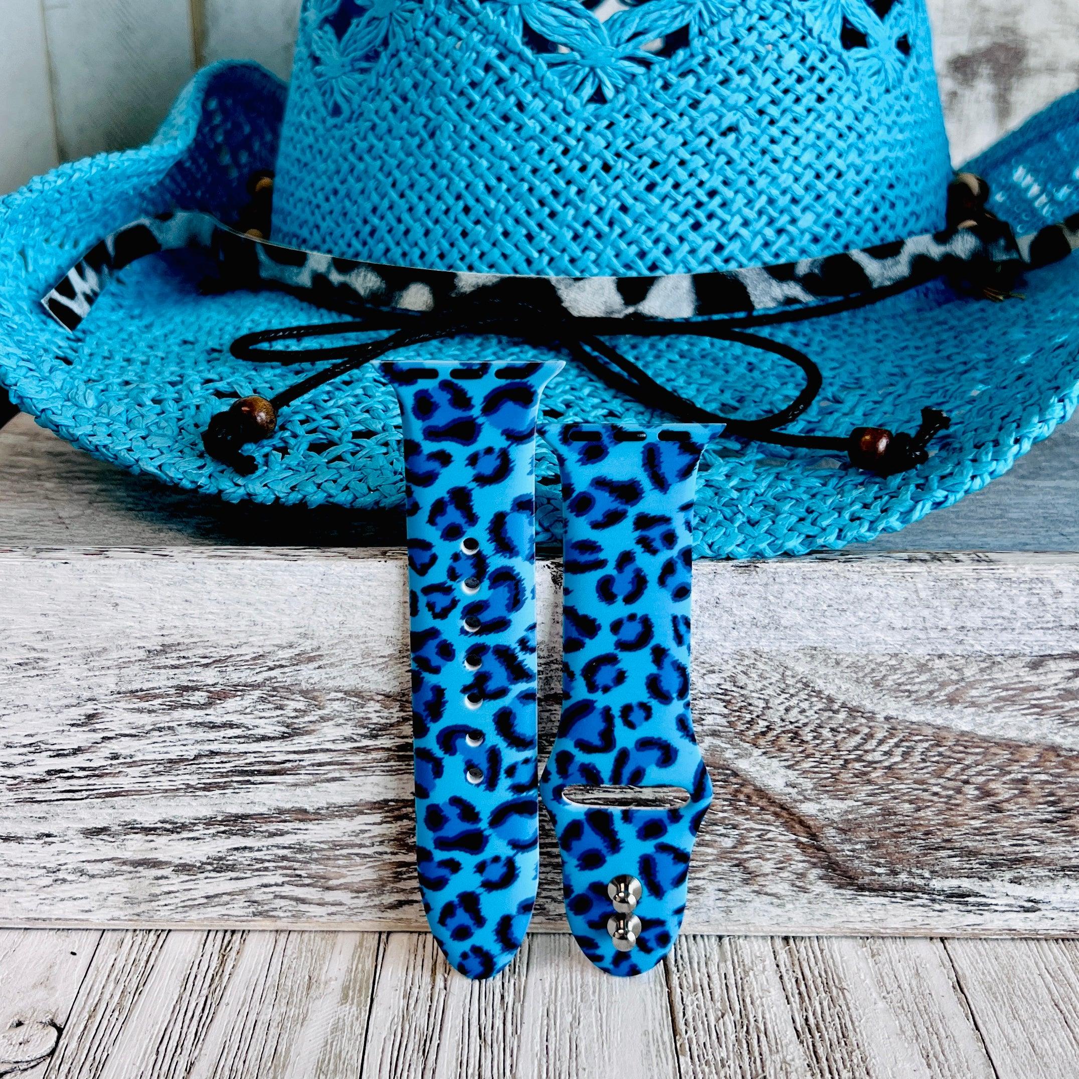 Blue Leopard Print Silicone Band For Apple Watch - Fancy Bands