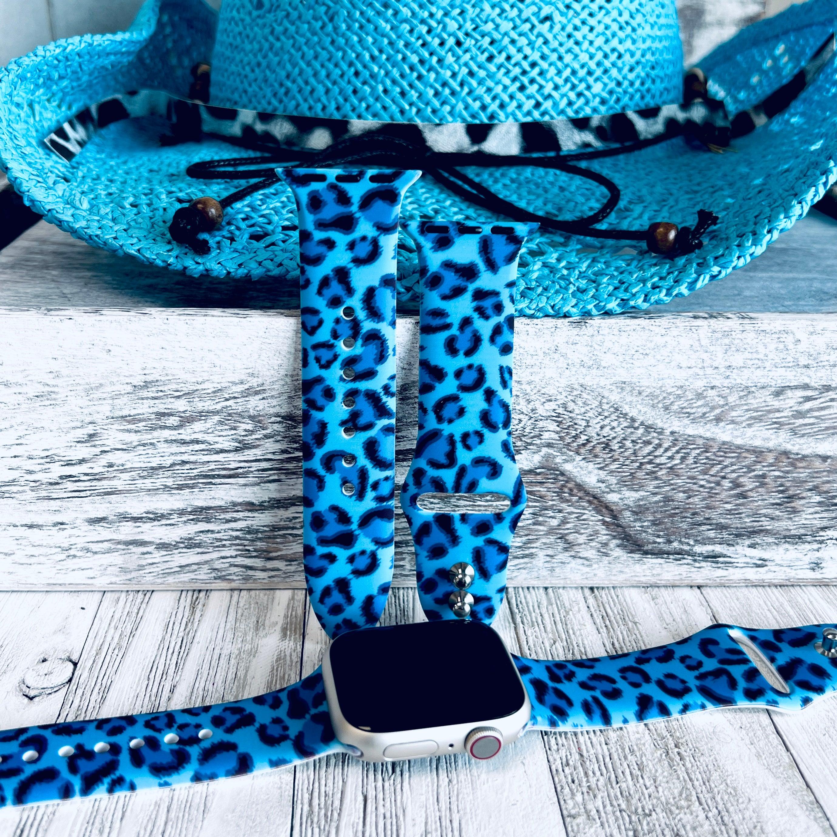Blue Leopard Print Silicone Band For Apple Watch - Fancy Bands