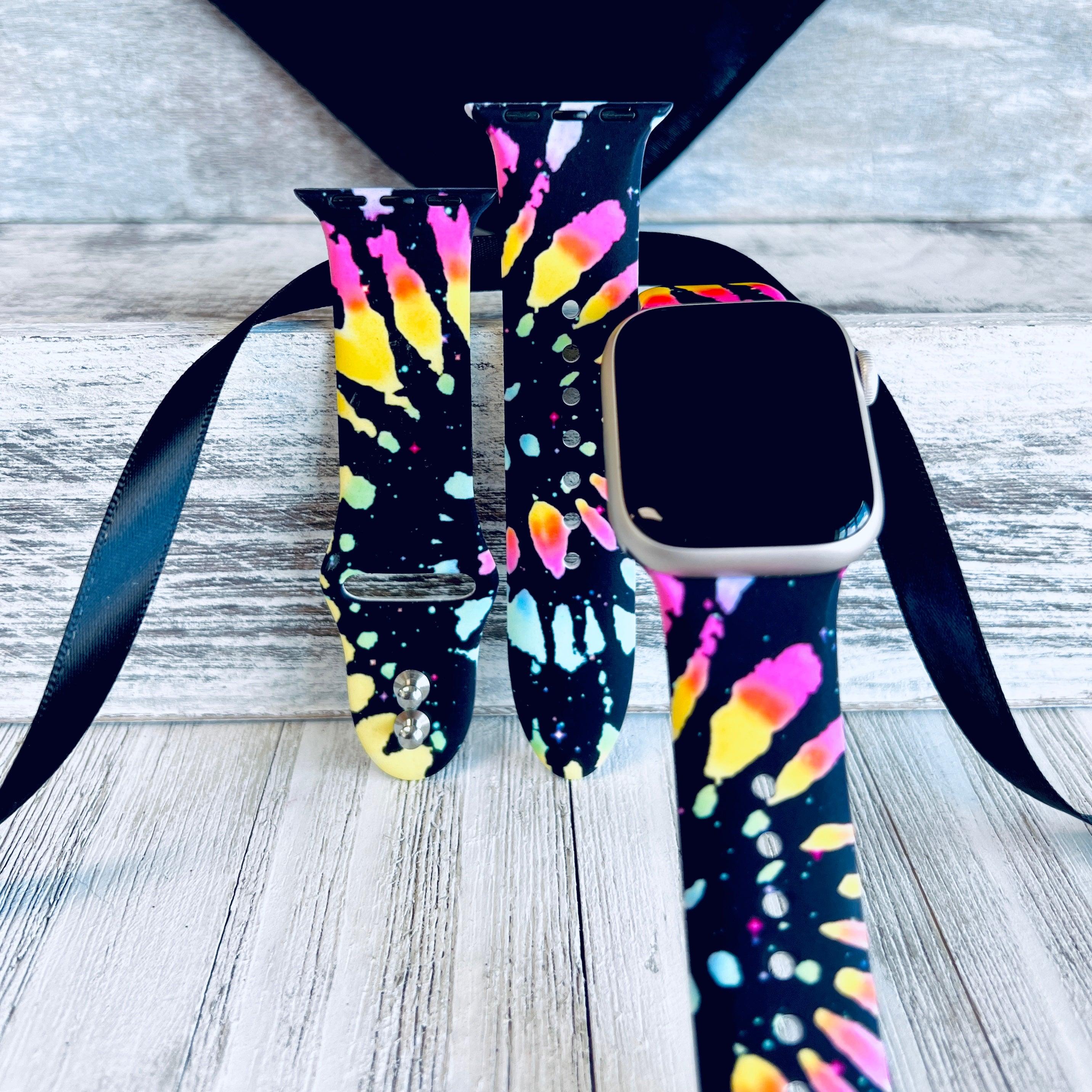 Black Tie Dye Print Silicone Band For Apple Watch - Fancy Bands