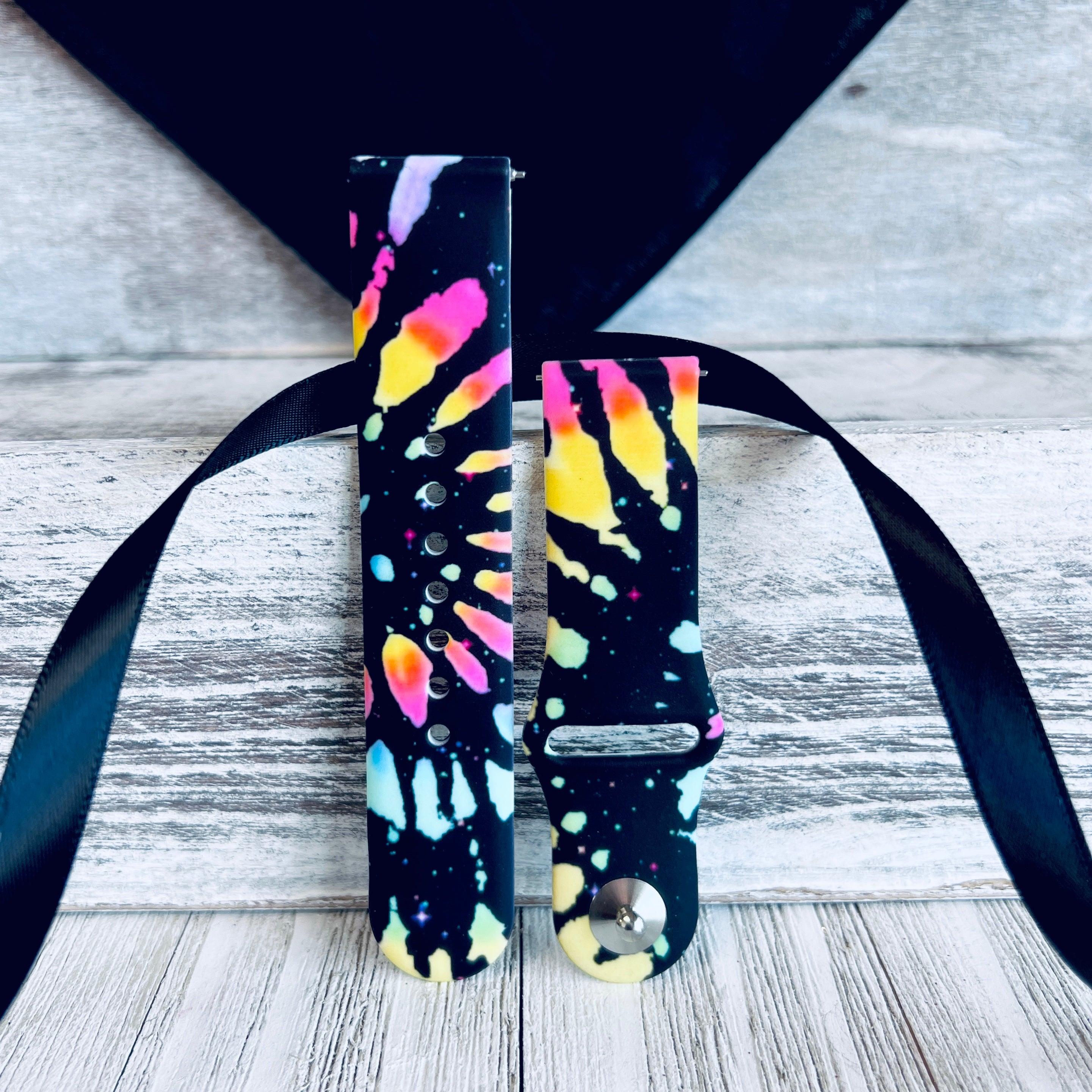 Black Tie Dye Print Silicone Band For Samsung Watch - Fancy Bands