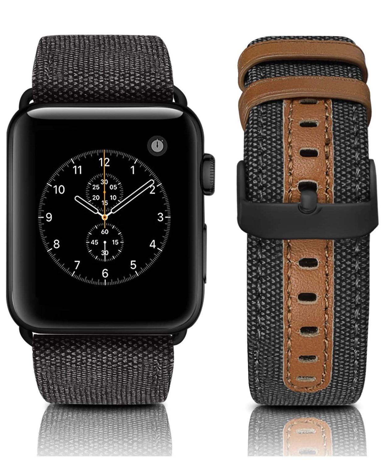 Canvas Leather Lined Band For Apple Watch Multiple Colors Available - Fancy Bands