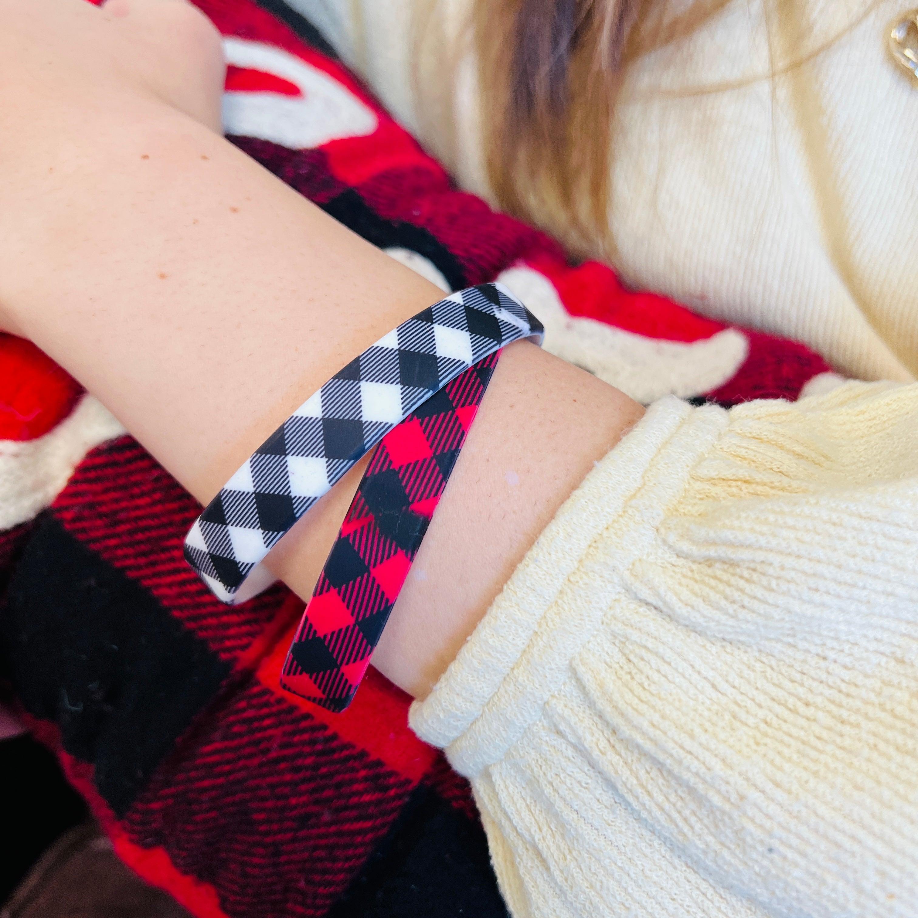 Bull Plaid Silicone Bracelet Stack Two Colors Available - Fancy Bands