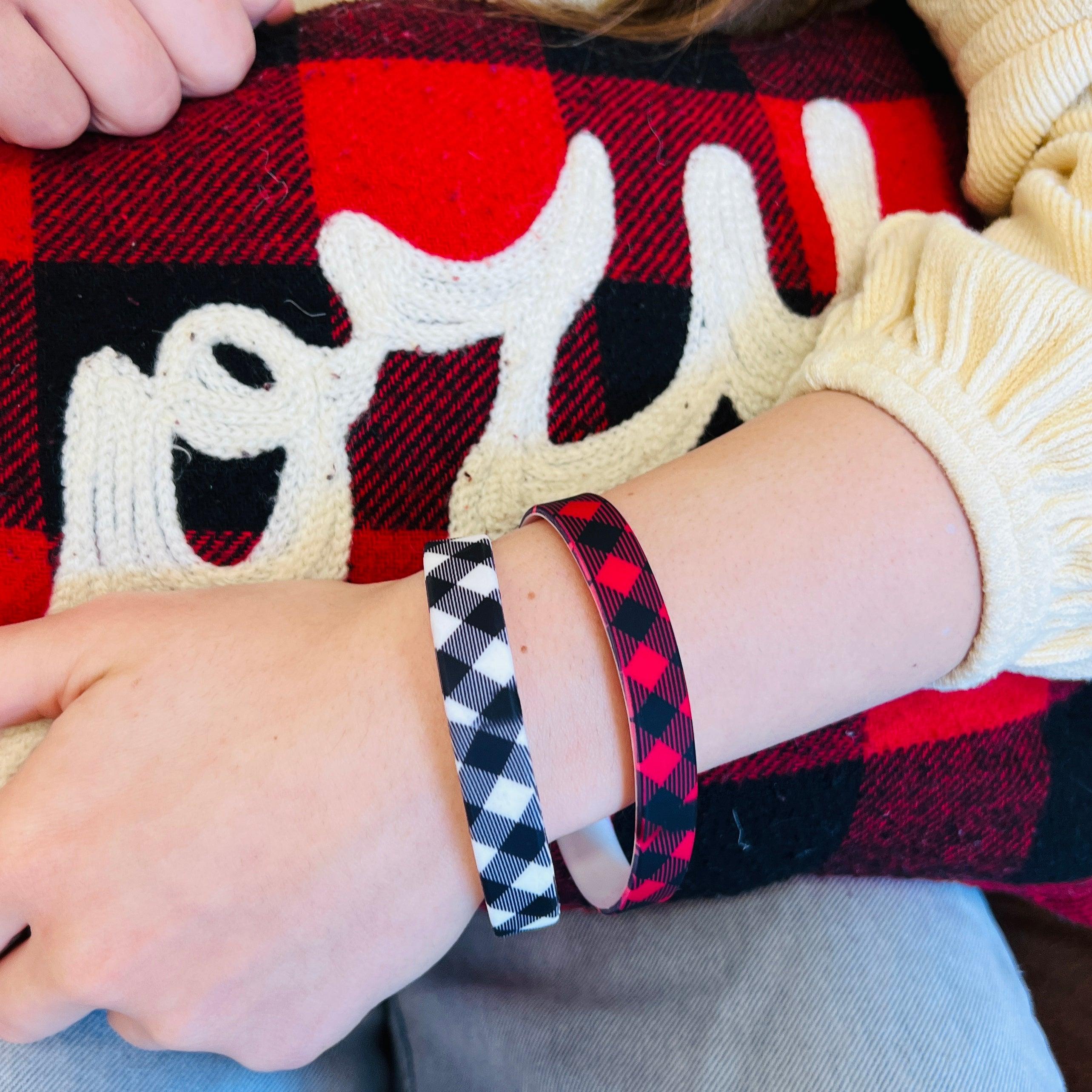 Bull Plaid Silicone Bracelet Stack Two Colors Available - Fancy Bands