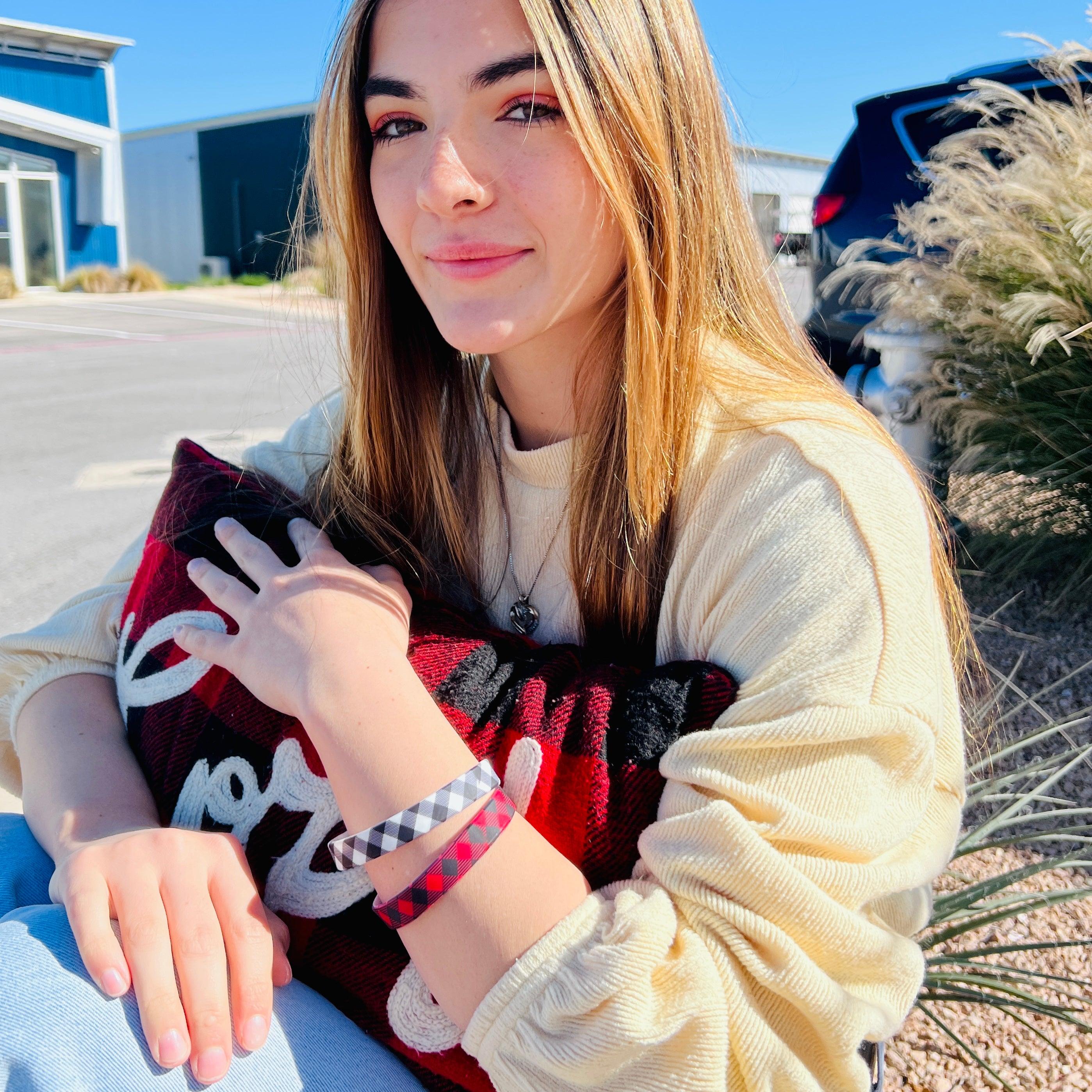 Bull Plaid Silicone Bracelet Stack Two Colors Available - Fancy Bands