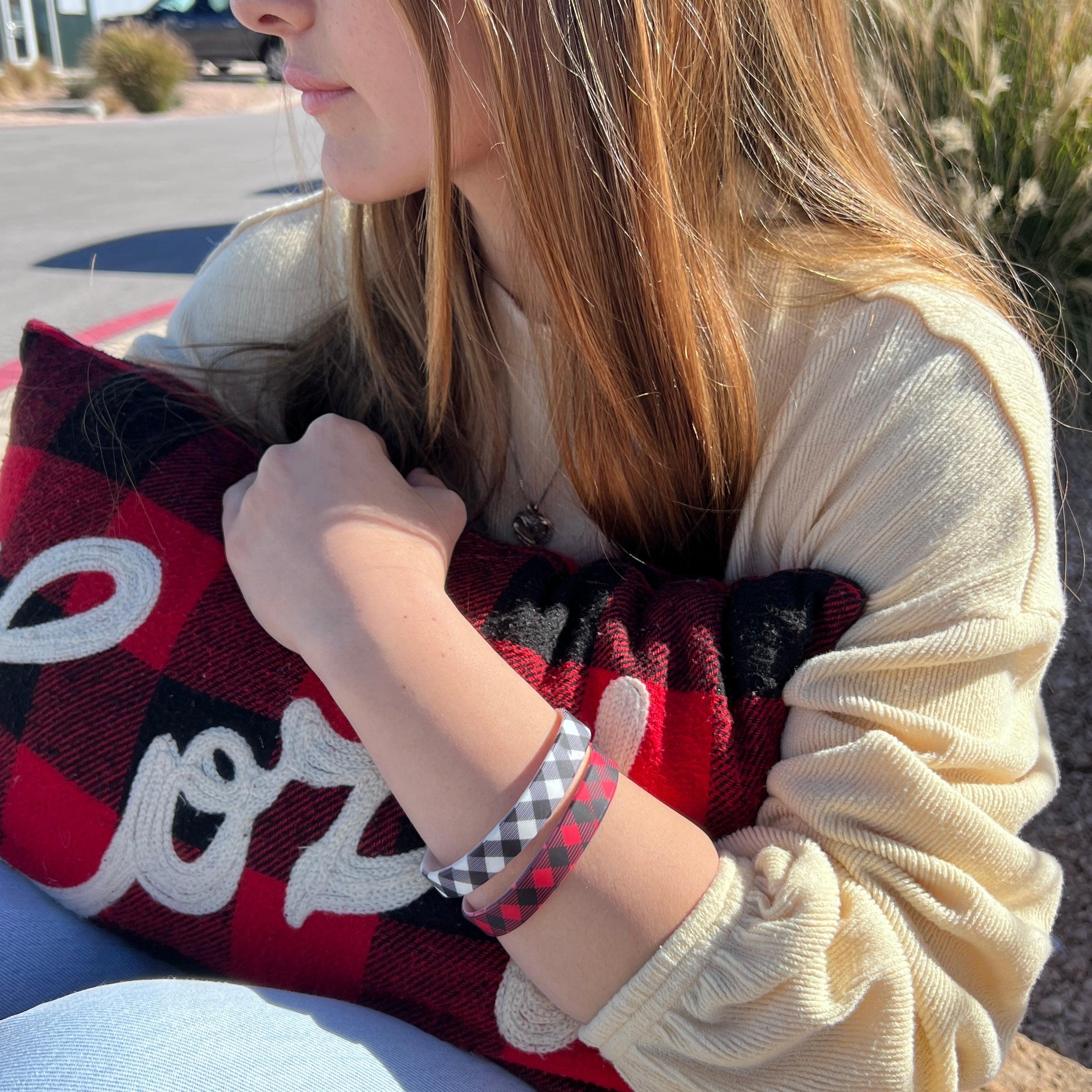 Bull Plaid Silicone Bracelet Stack Two Colors Available - Fancy Bands