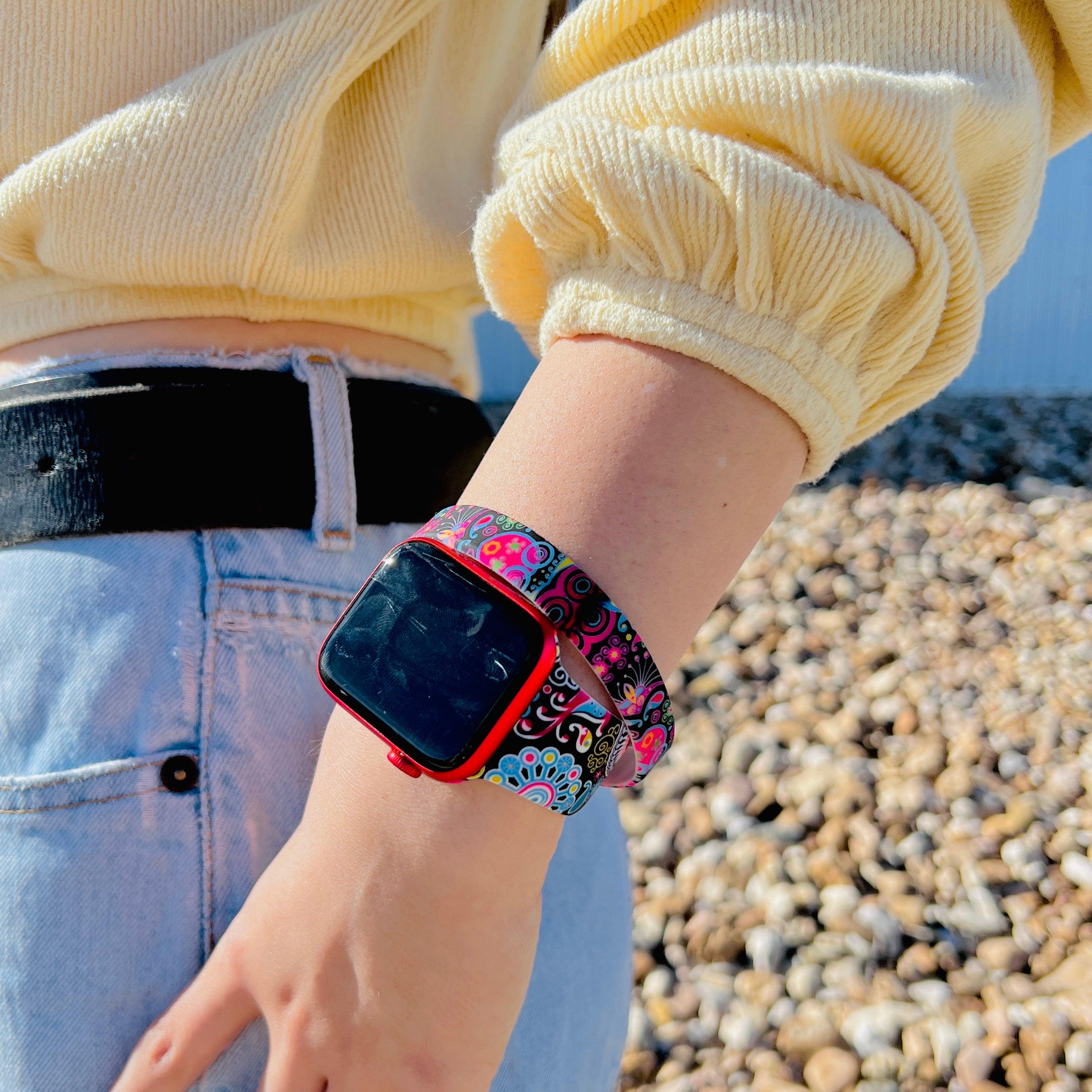 Colorful Black Paisley Silicone Bracelet Stack - Fancy Bands