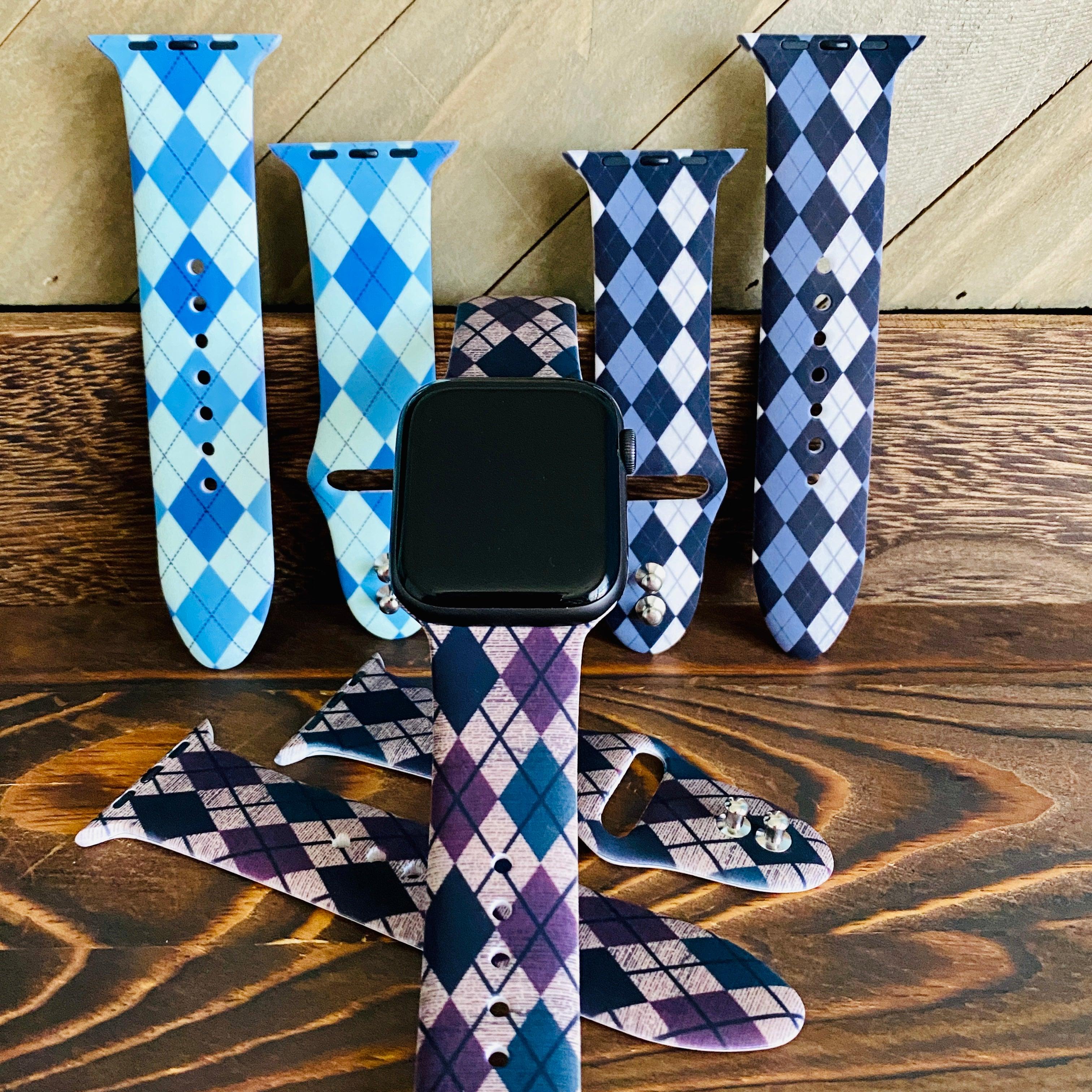Classic Argyle Print Silicone Band For Apple Watch Multiple Colors Available - Fancy Bands