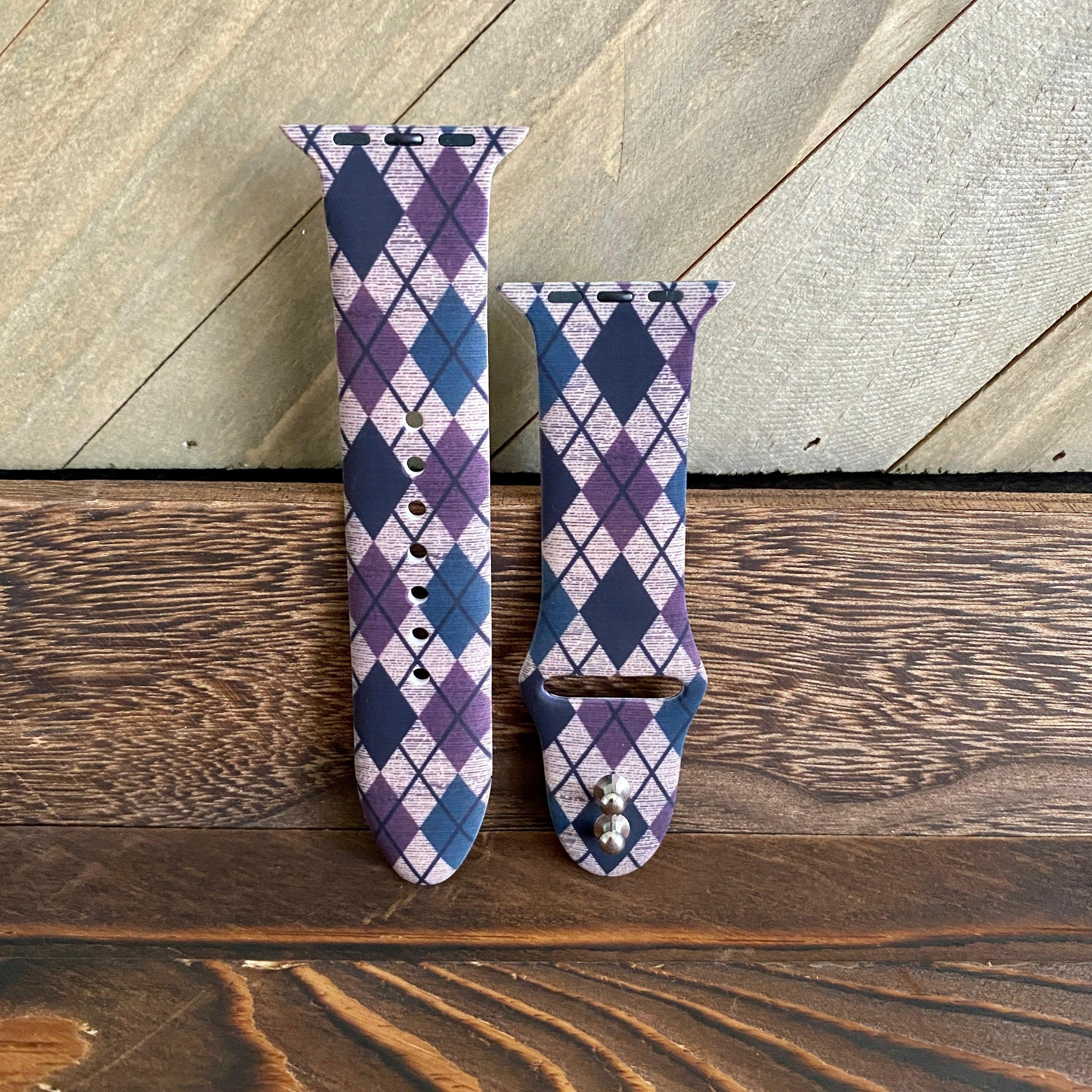 Classic Argyle Print Silicone Band For Apple Watch Multiple Colors Available - Fancy Bands