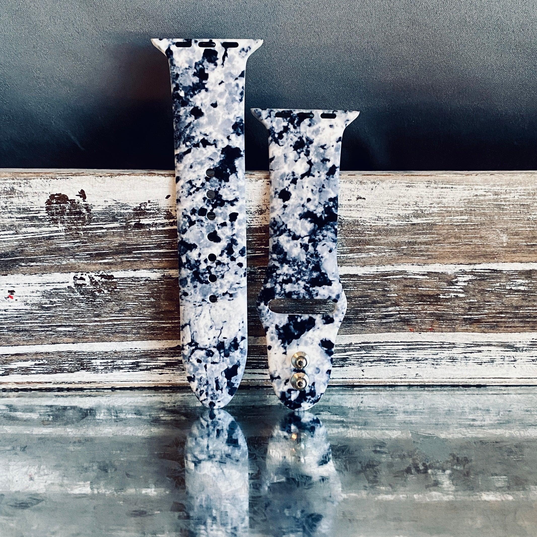 Black Granite Print Silicone Band For Apple Watch - Fancy Bands