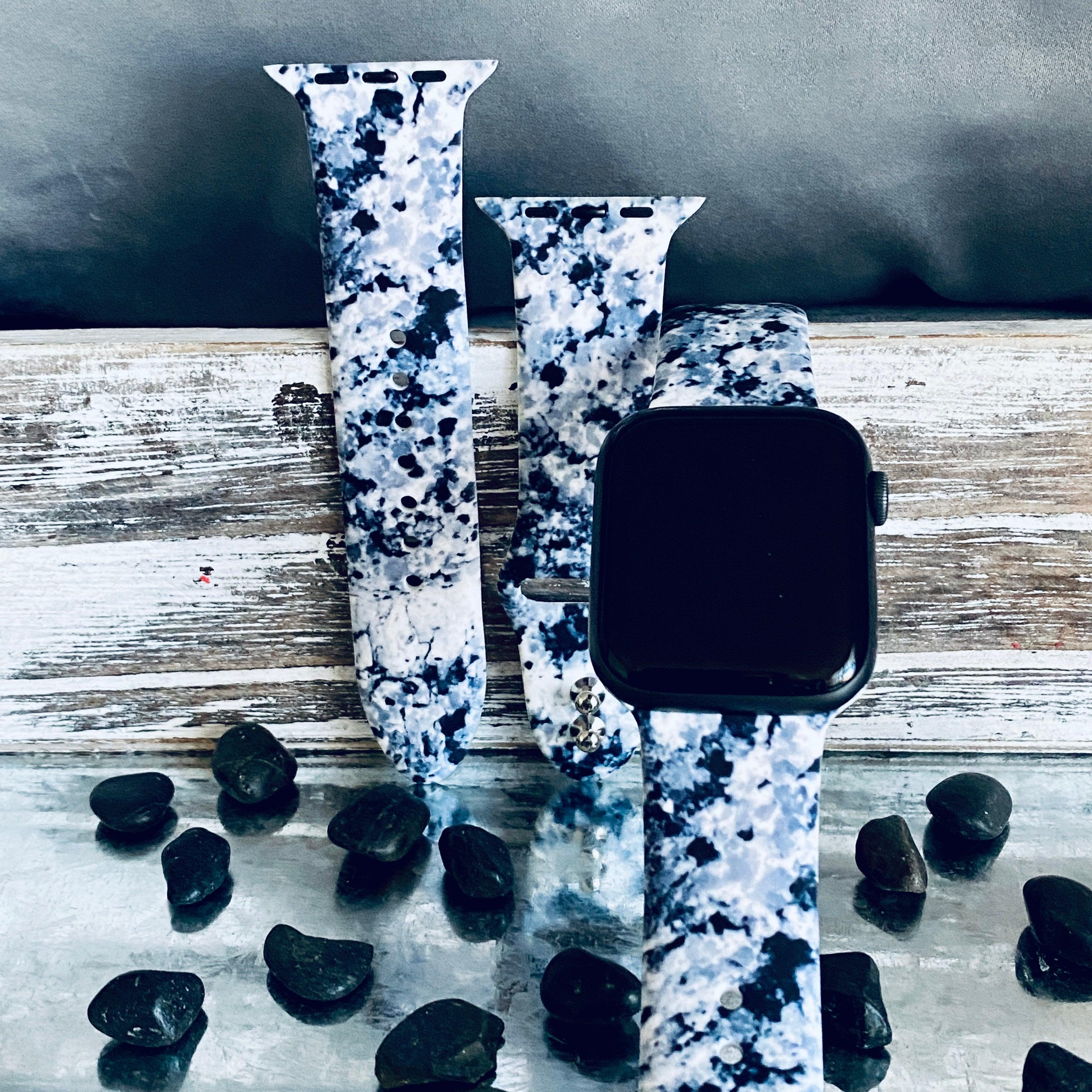 Black Granite Print Silicone Band For Apple Watch - Fancy Bands