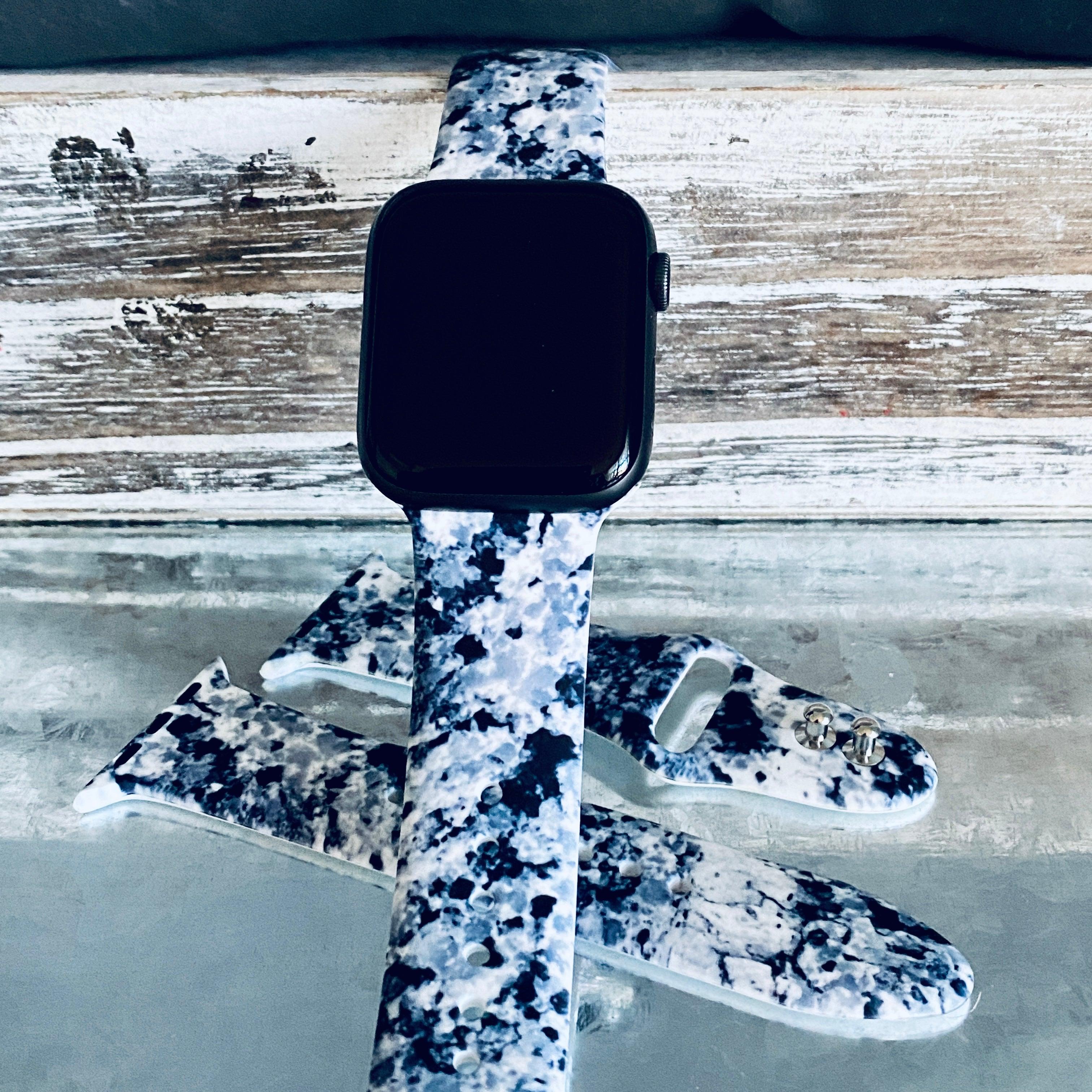 Black Granite Print Silicone Band For Apple Watch - Fancy Bands