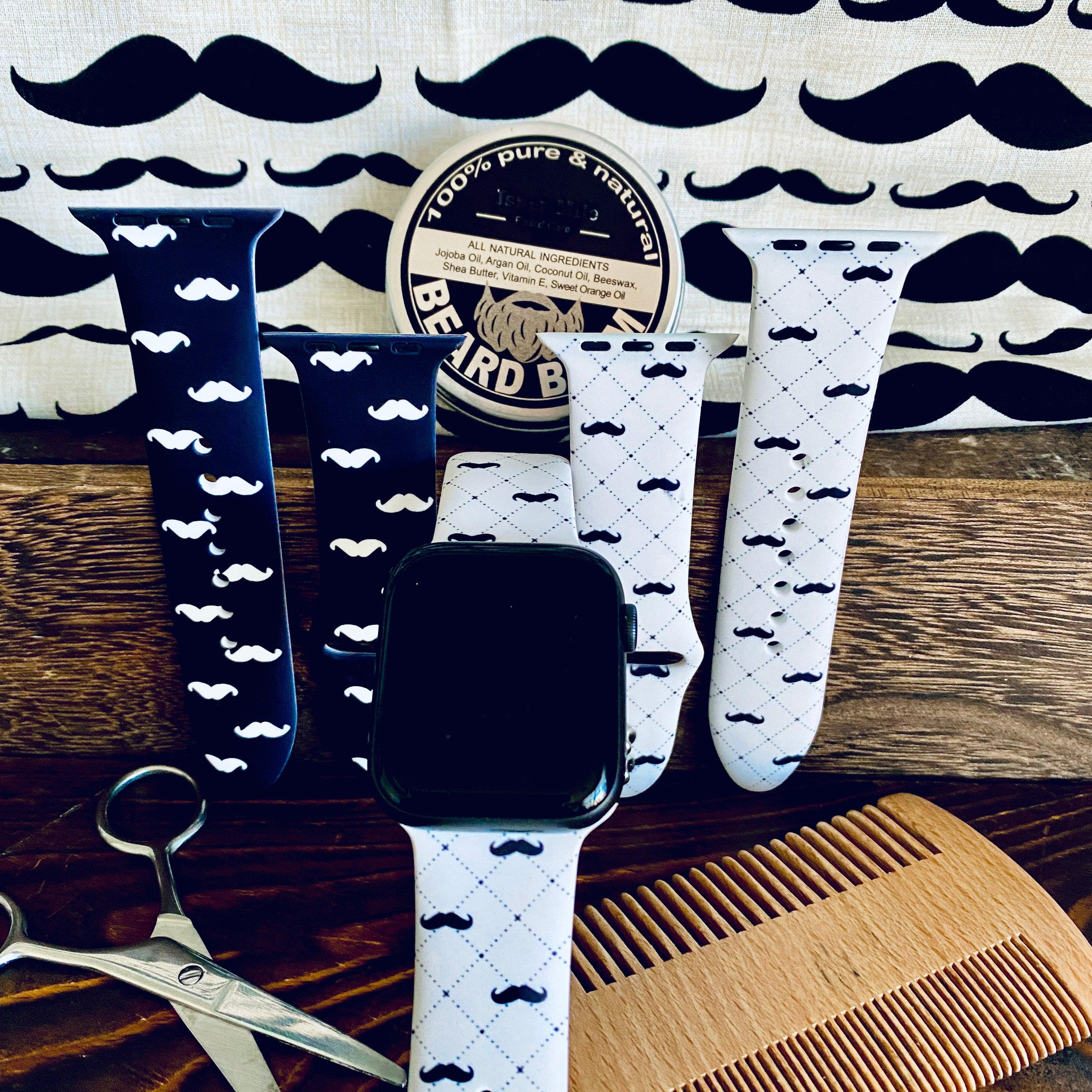 Dapper Mustache Print Silicone Band For Apple Watch Two Colors Available - Fancy Bands