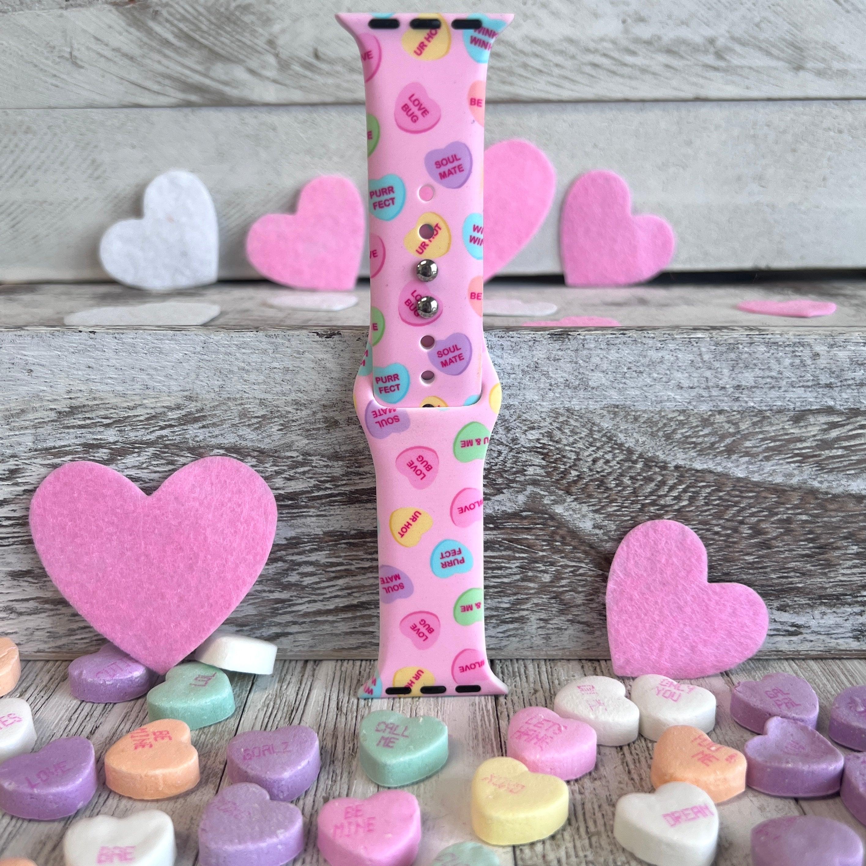 Conversation Hearts Print Silicone Band For Apple Watch - Fancy Bands