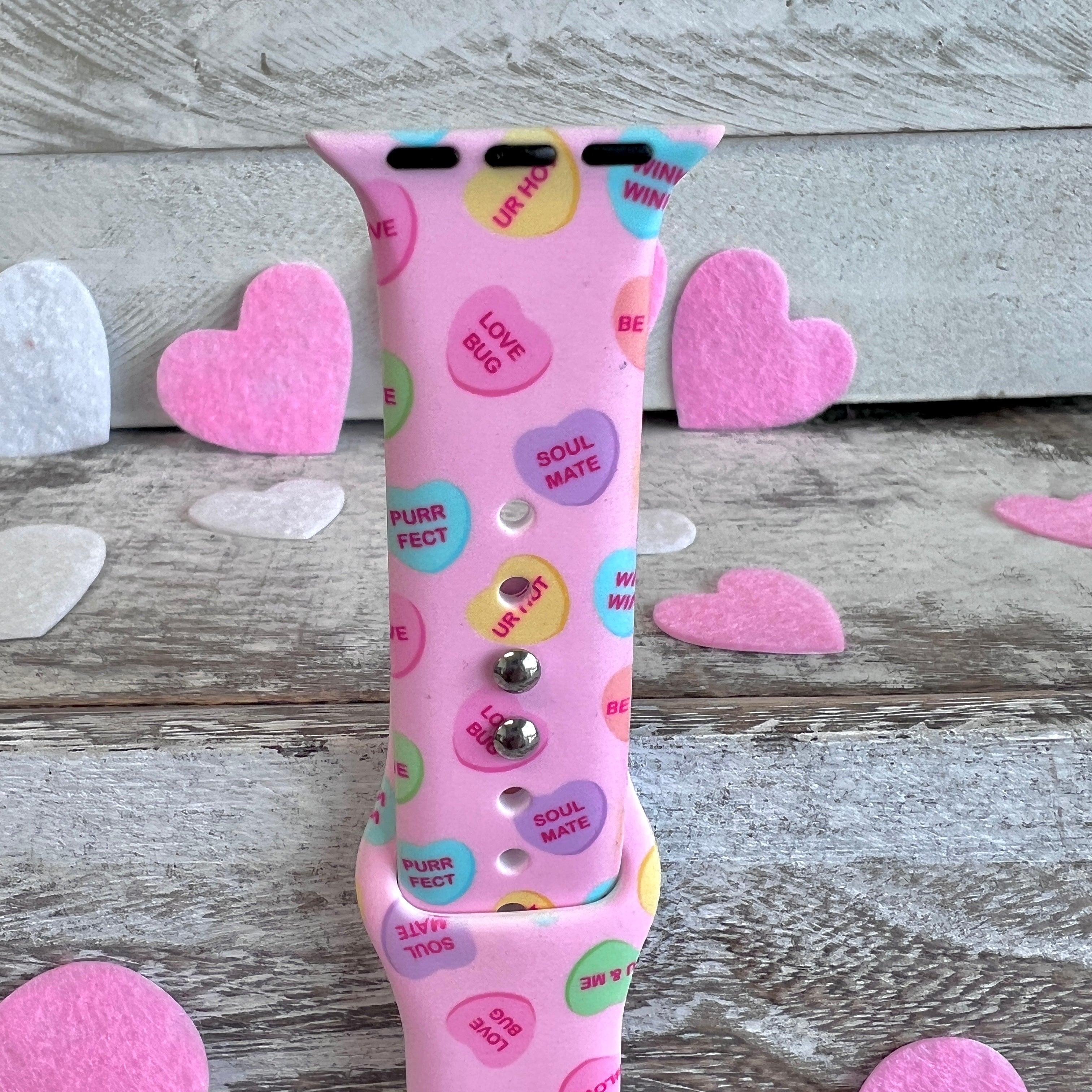 Conversation Hearts Print Silicone Band For Apple Watch - Fancy Bands