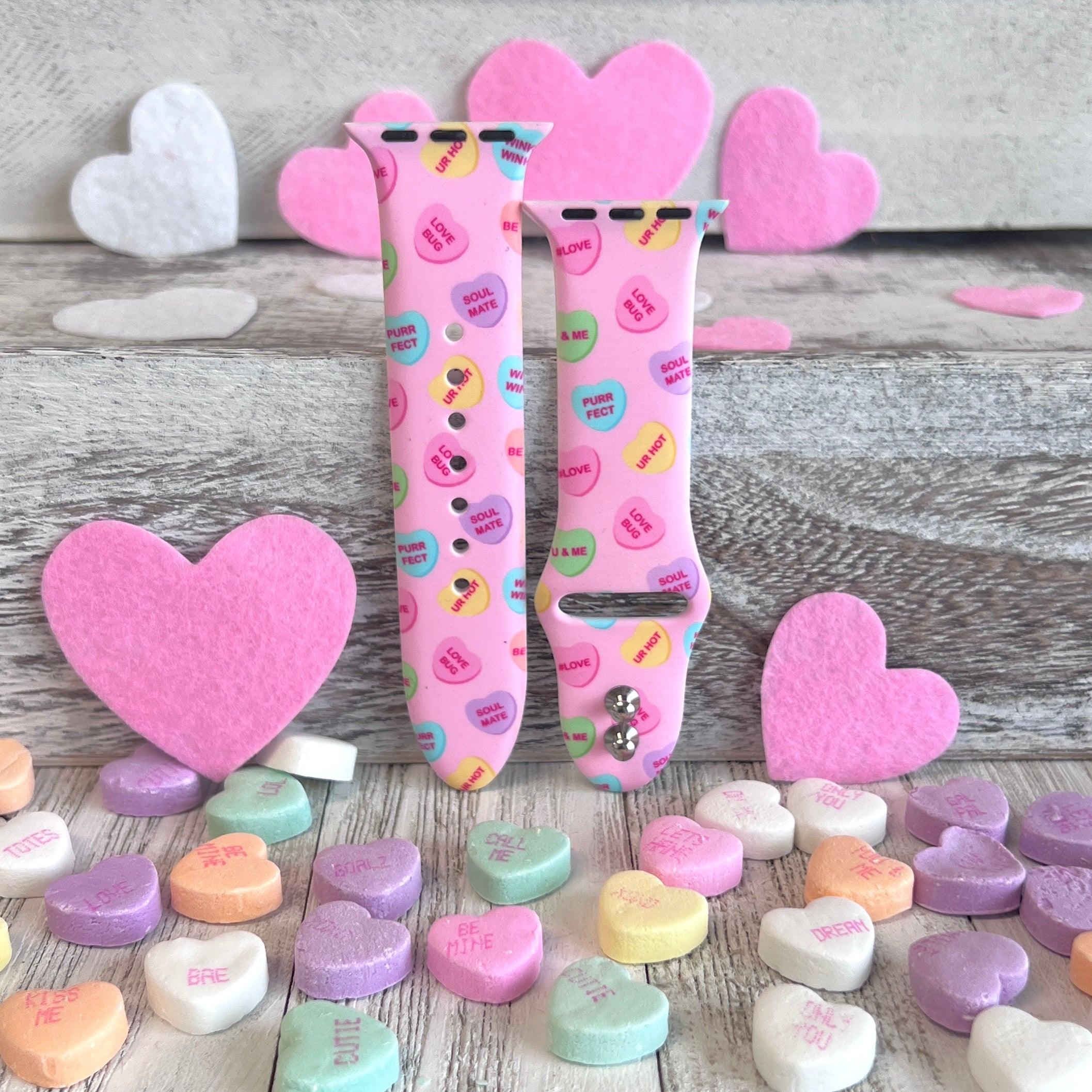 Conversation Hearts Print Silicone Band For Apple Watch - Fancy Bands