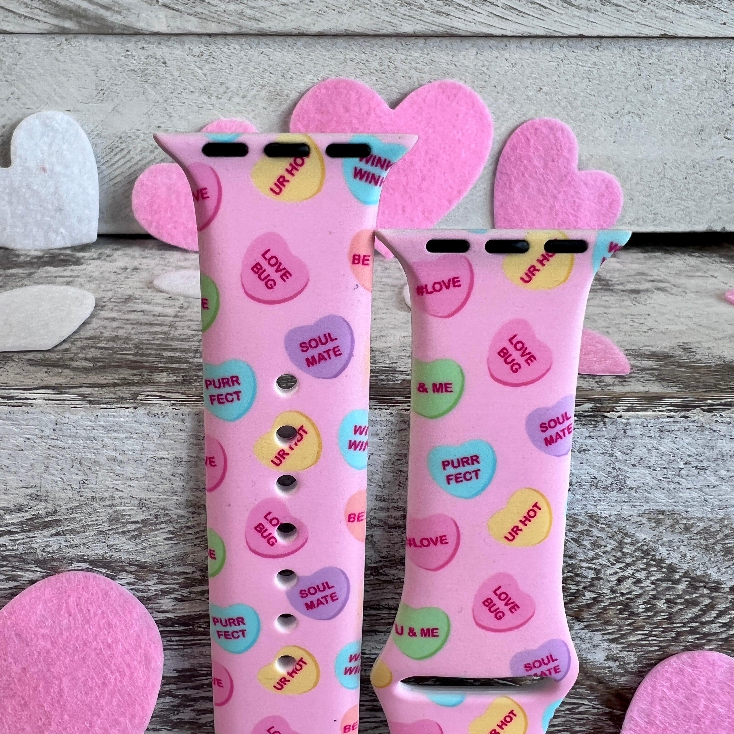 Conversation Hearts Print Silicone Band For Apple Watch - Fancy Bands