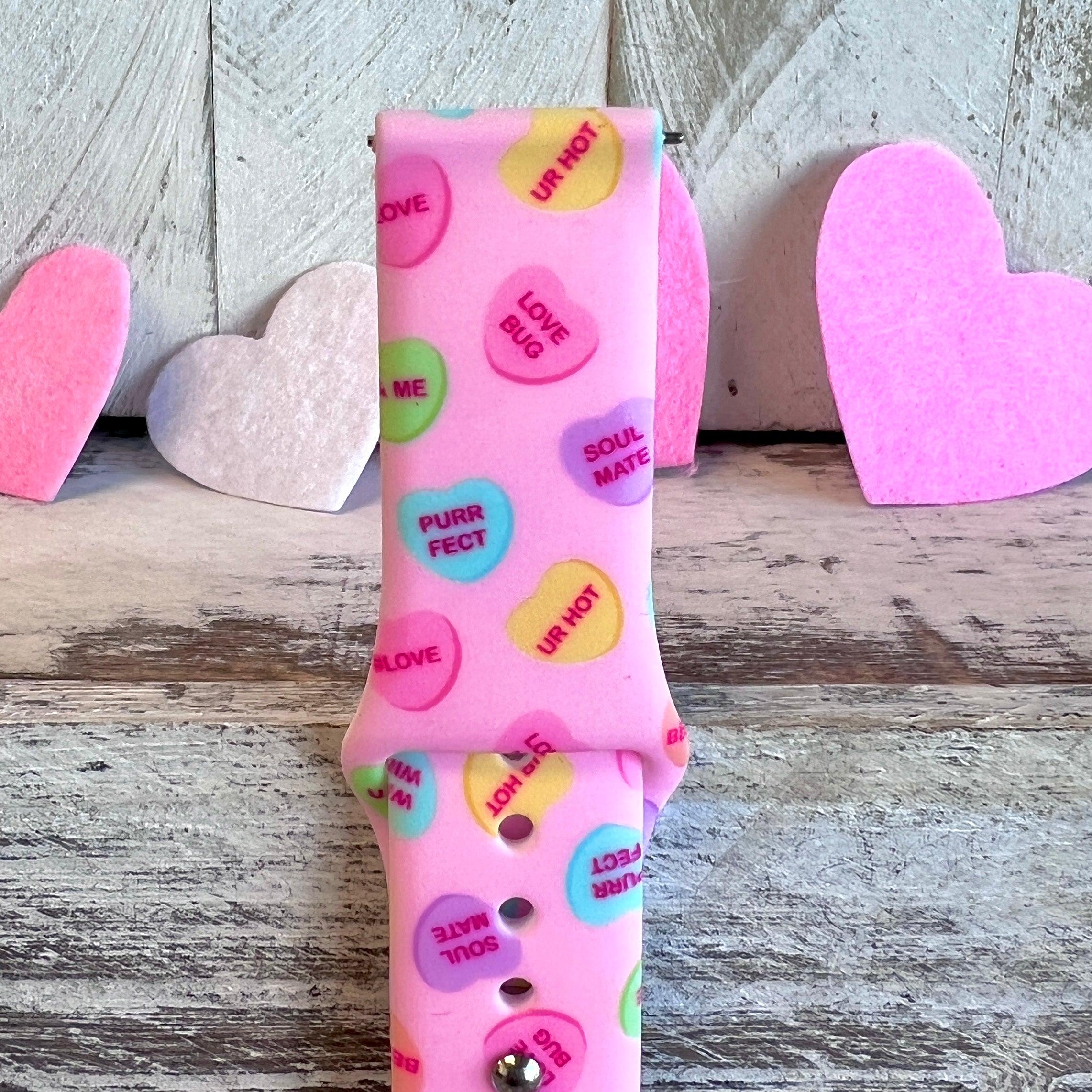 Conversation Hearts Print Silicone Band For Fitbit Versa 1/2 - Fancy Bands