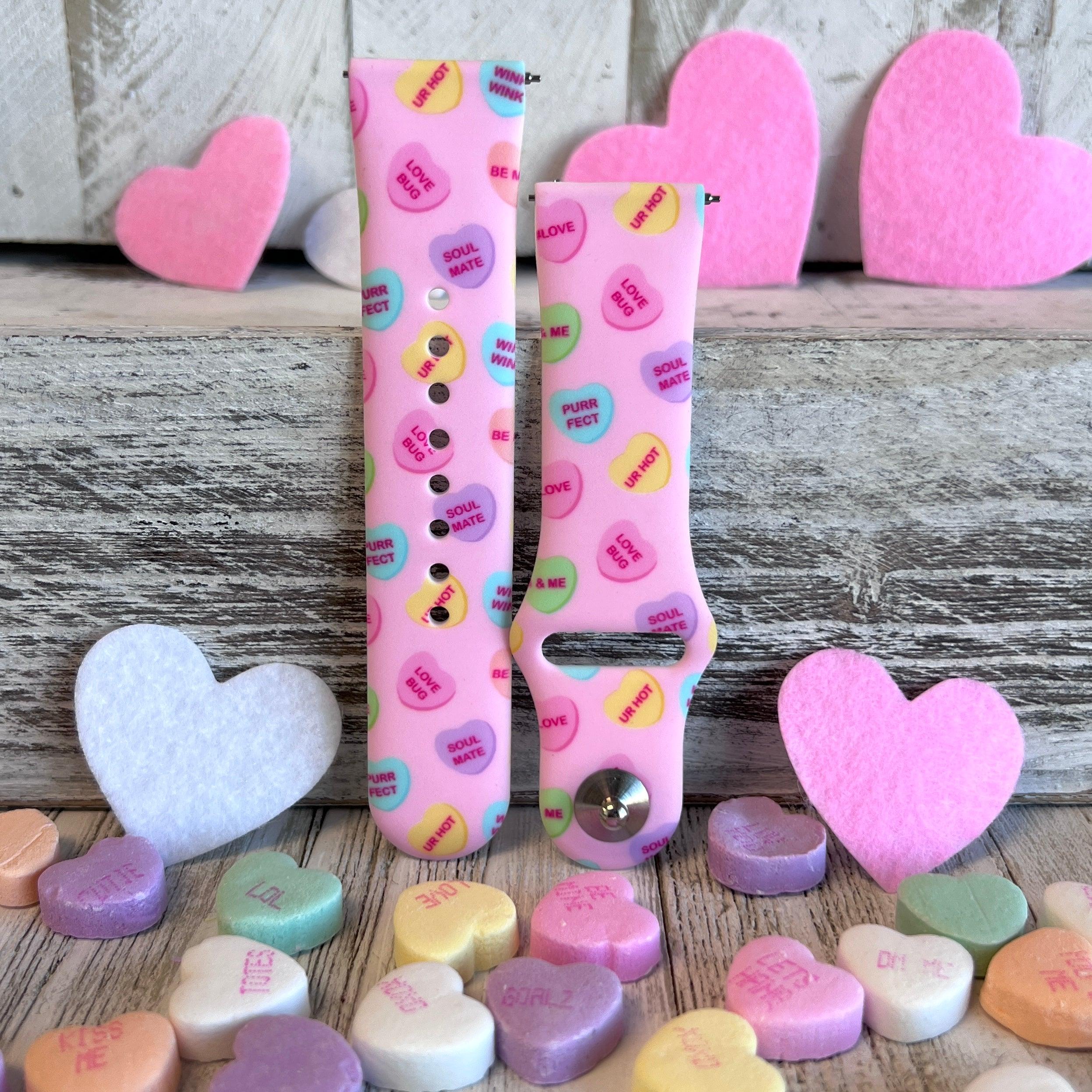 Conversation Hearts Print Silicone Band For Fitbit Versa 1/2 - Fancy Bands