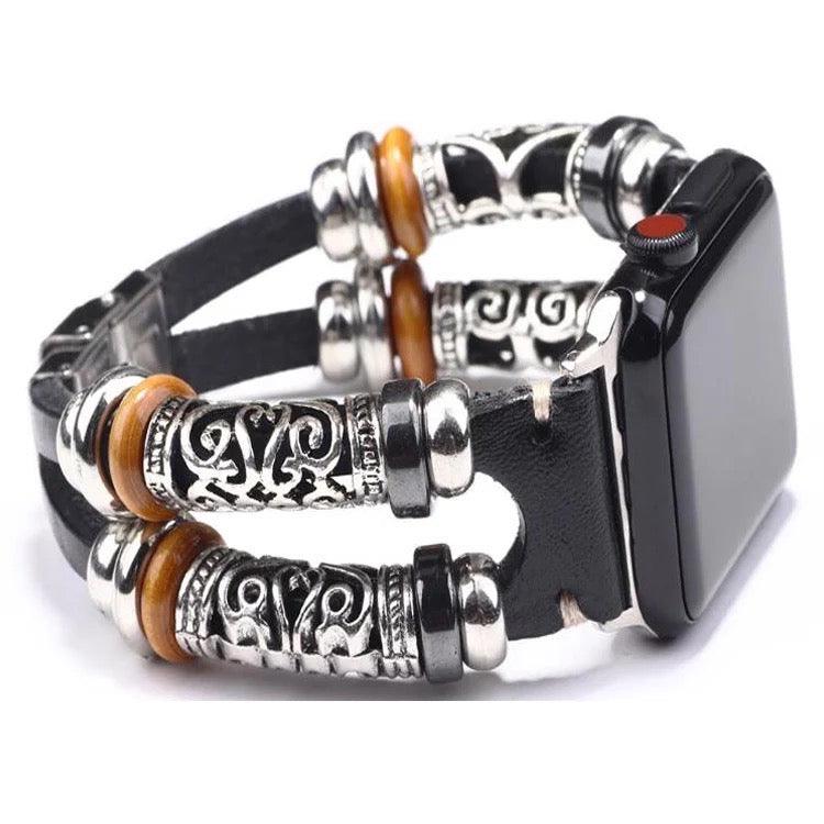 Boho-Leather Steel Bracelet Band For Apple Watch Multiple Colors Available - Fancy Bands