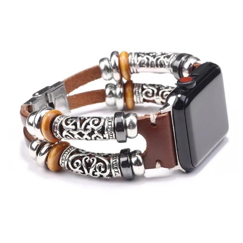 Boho-Leather Steel Bracelet Band For Apple Watch Multiple Colors Available - Fancy Bands