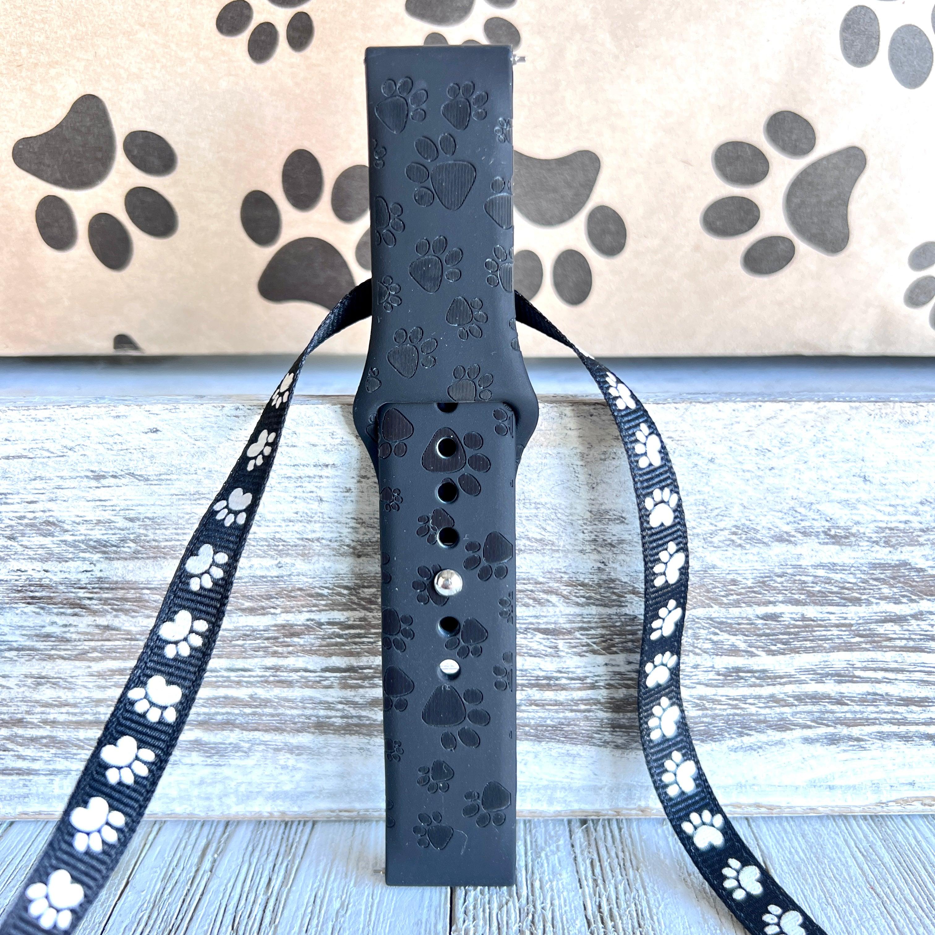 Engraved Black Paw Print Silicone Band For Samsung Watch - Fancy Bands