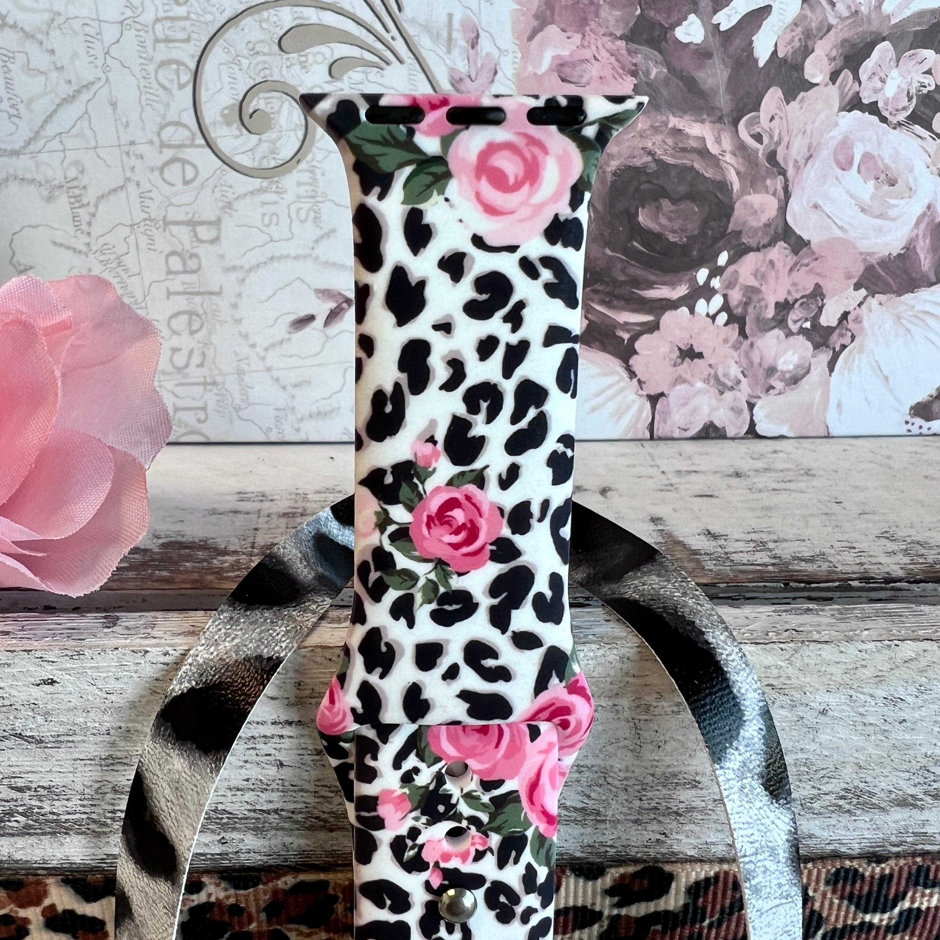 Chic Leopard Roses Print Silicone Band For Apple Watch - Fancy Bands