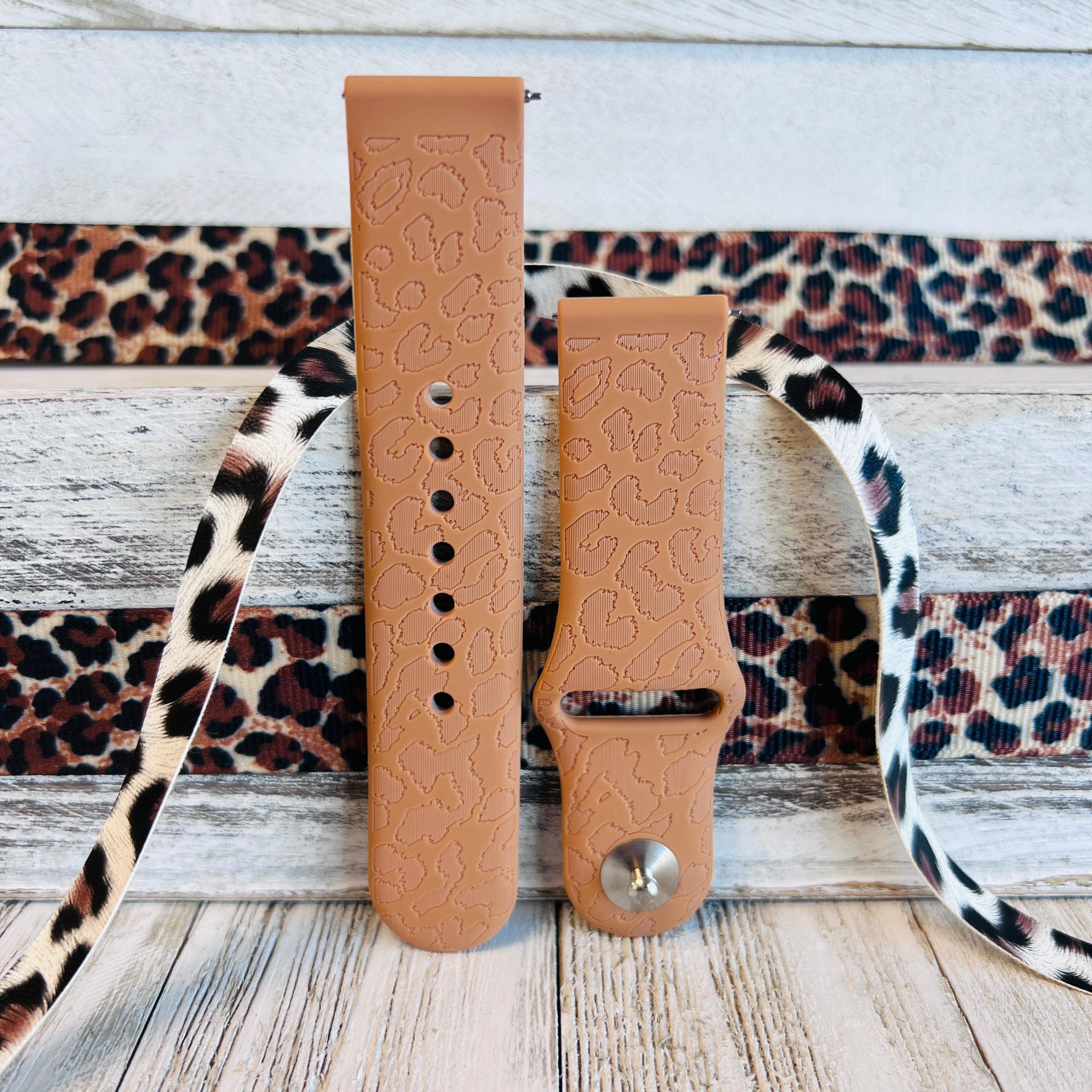 Engraved Brown Leopard Print Silicone Band For Samsung Watch - Fancy Bands
