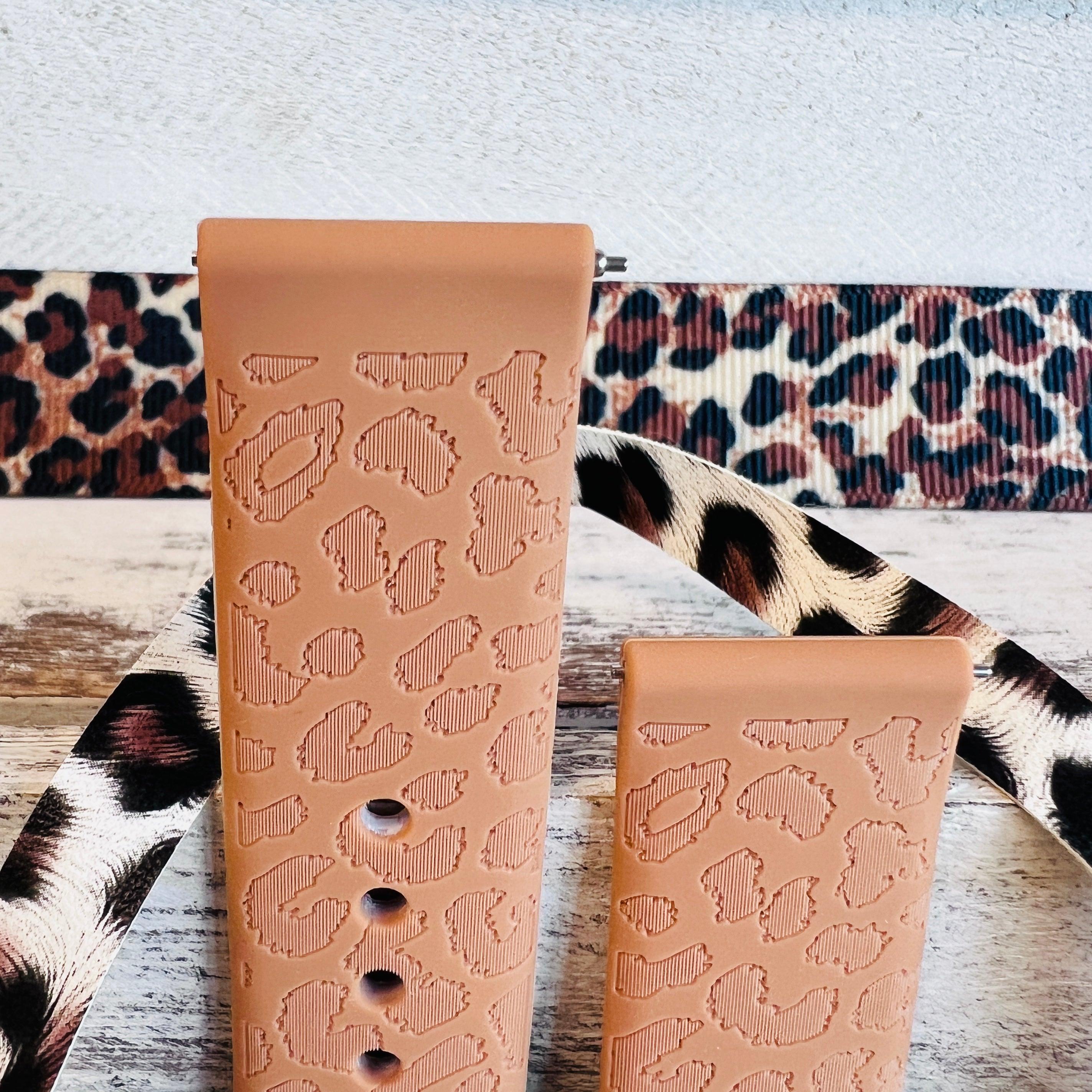 Engraved Brown Leopard Print Silicone Band For Samsung Watch - Fancy Bands