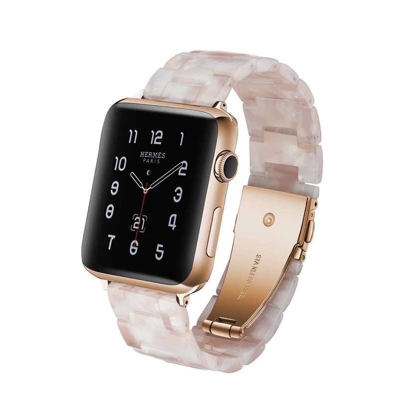 Luxurious Resin Link Band For Apple Watch Multiple Colors Available — Lighter than stainless steel metal band.Unique light and slim design makes the watch strap thinner more flexible.You will get t...