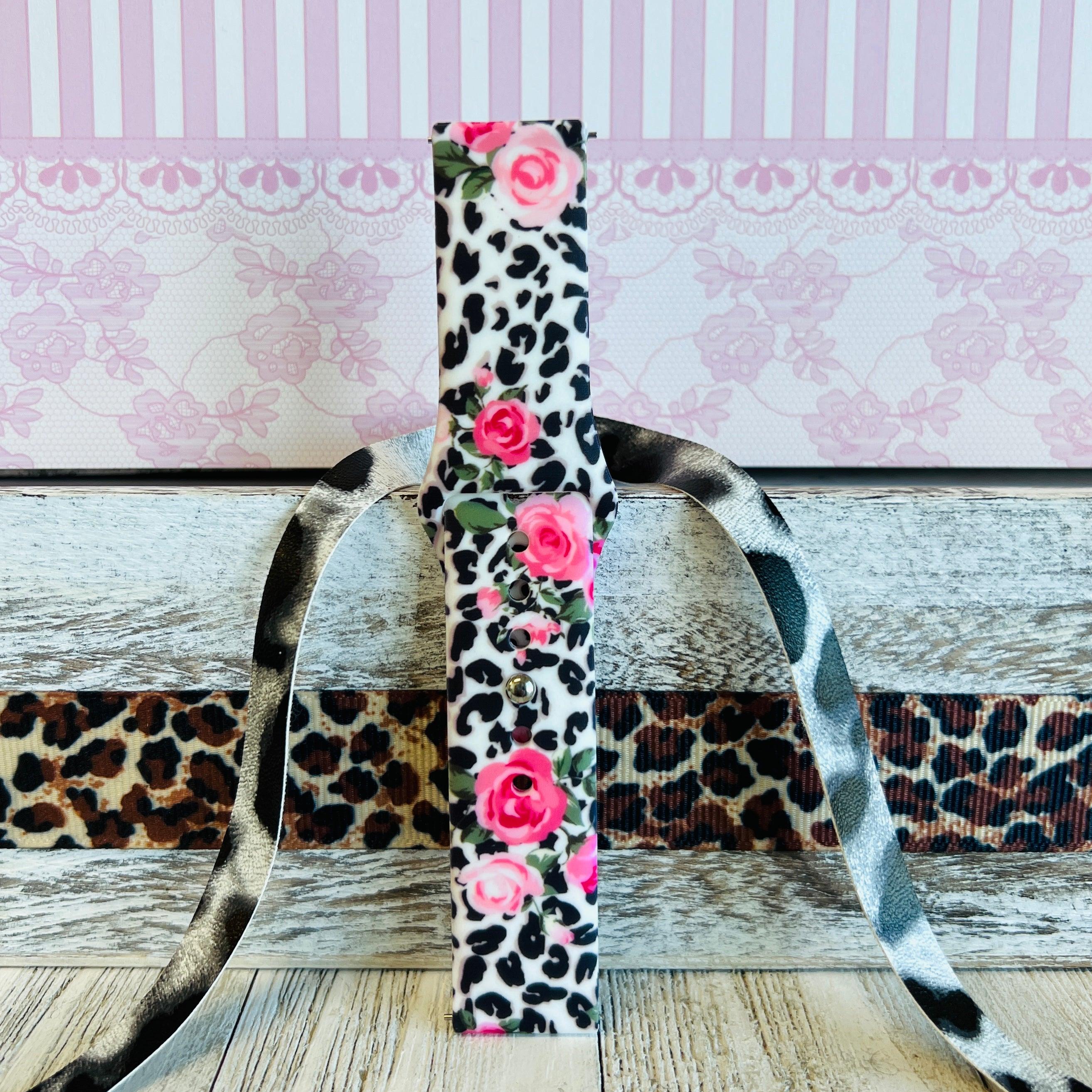 Chic Leopard Roses Print Silicone Band For Samsung Watch - Fancy Bands