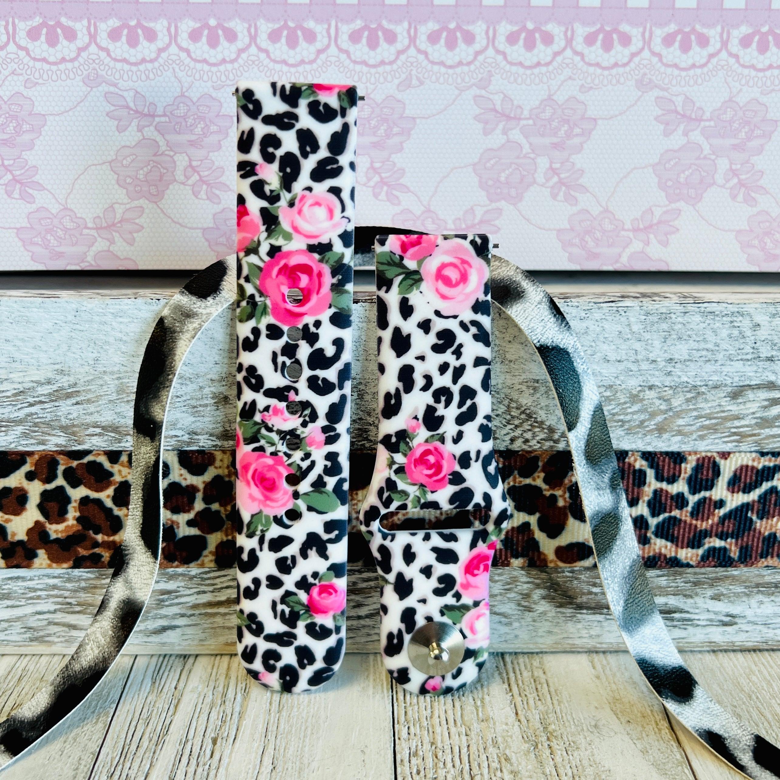 Chic Leopard Roses Print Silicone Band For Samsung Watch - Fancy Bands