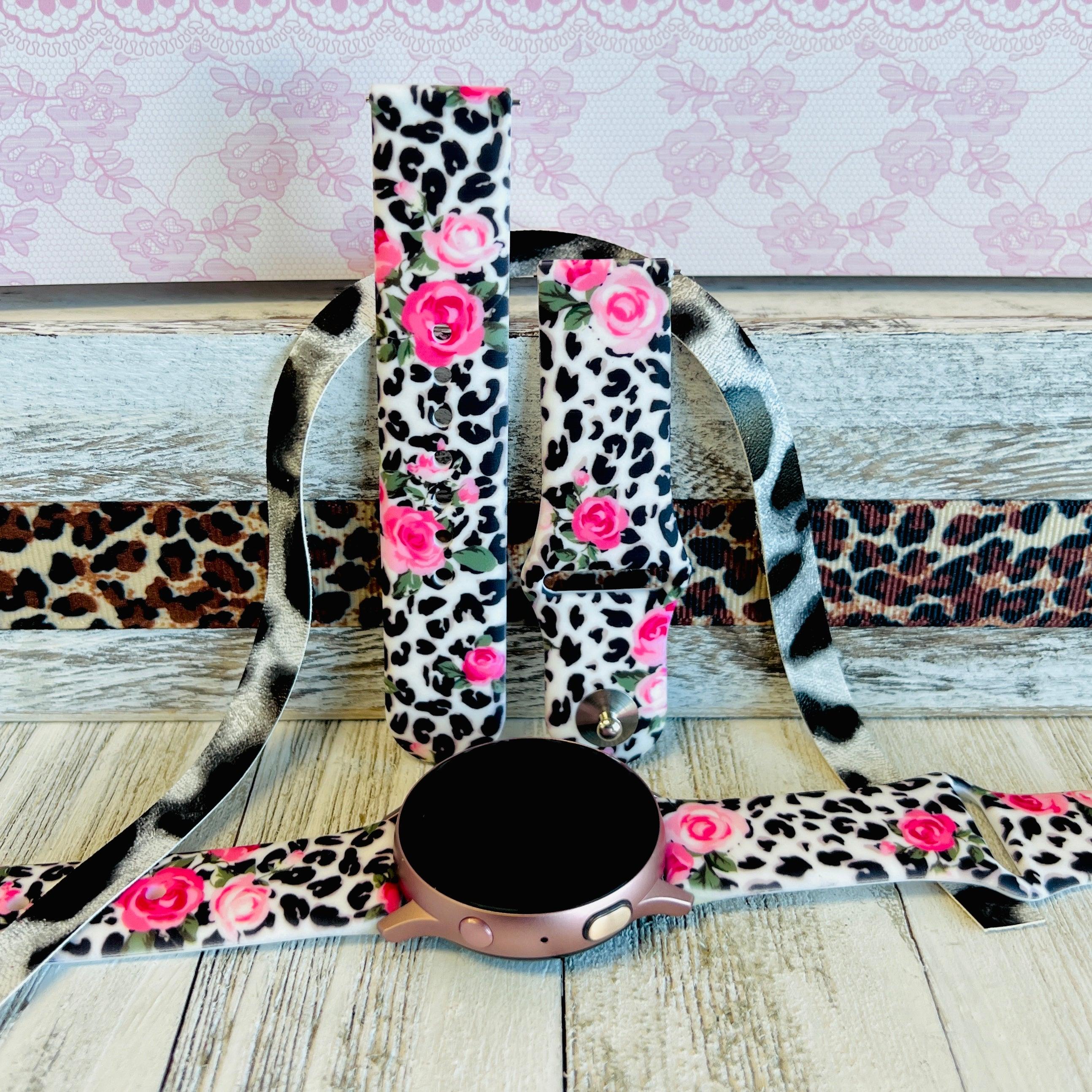 Chic Leopard Roses Print Silicone Band For Samsung Watch - Fancy Bands