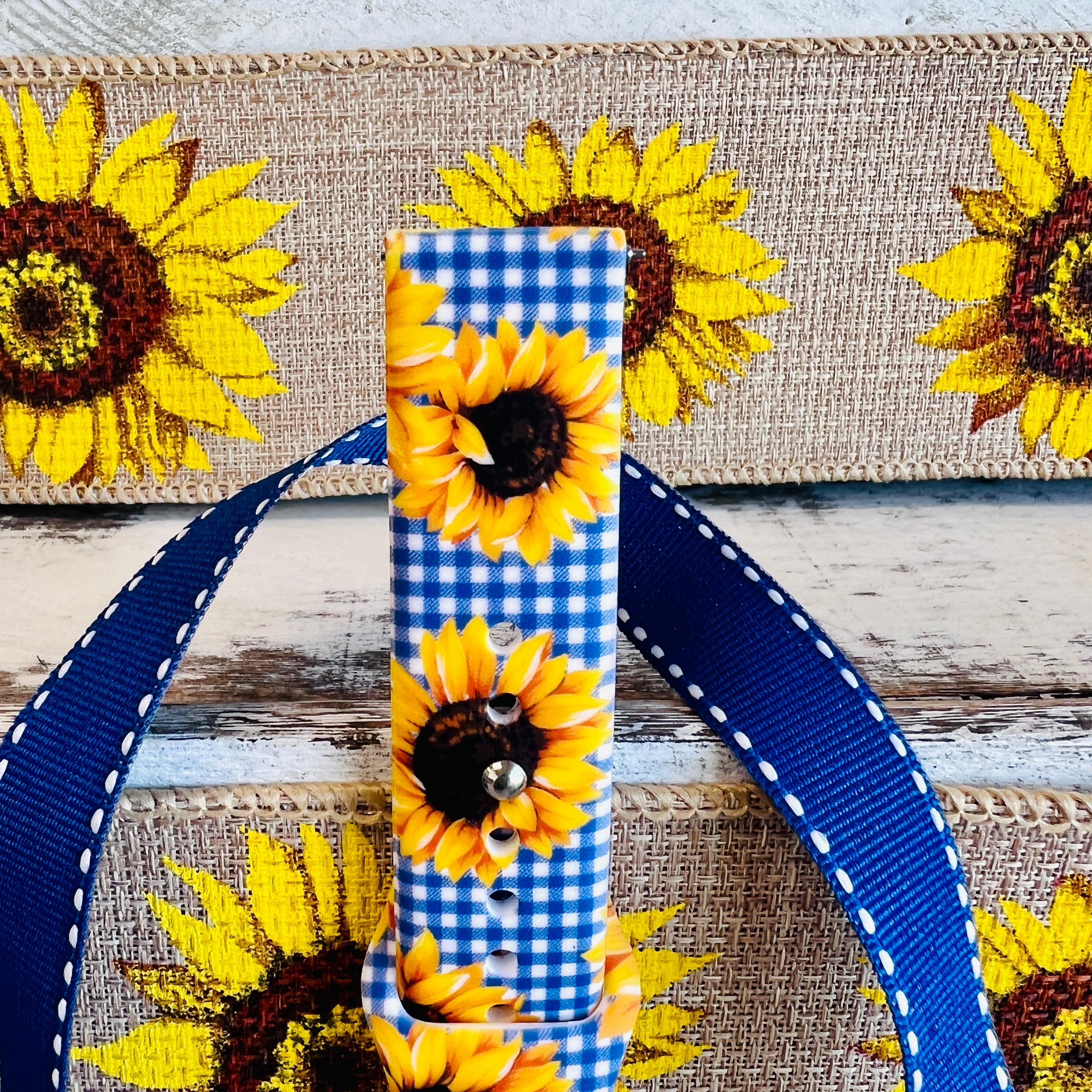 Blue Gingham Sunflower Print Silicone Band For Samsung Watch - Fancy Bands