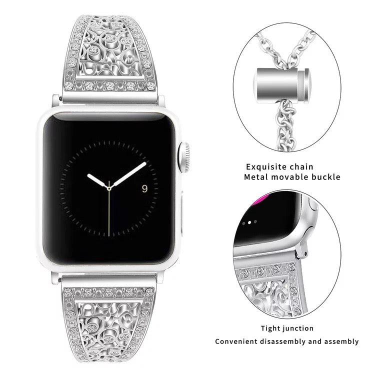 Diamond Bangle Chain Bracelet For Apple Watch Multiple Colors Available - Fancy Bands
