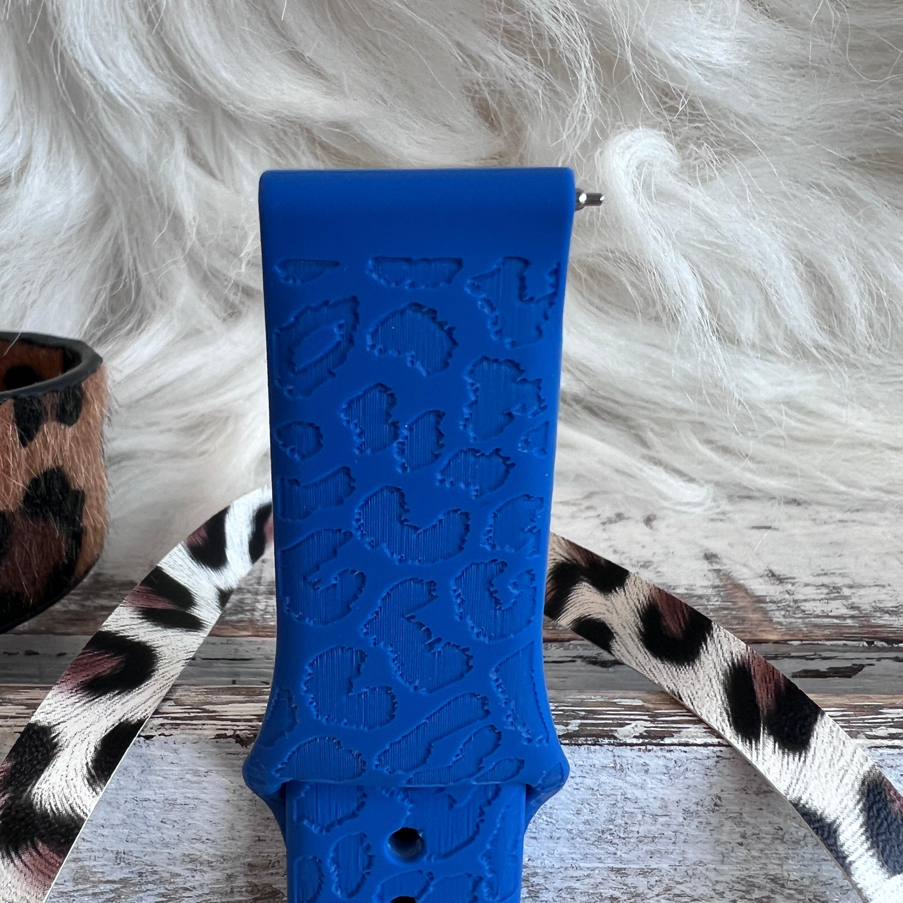 Engraved Blue Leopard Print Silicone Band For Samsung Watch - Fancy Bands