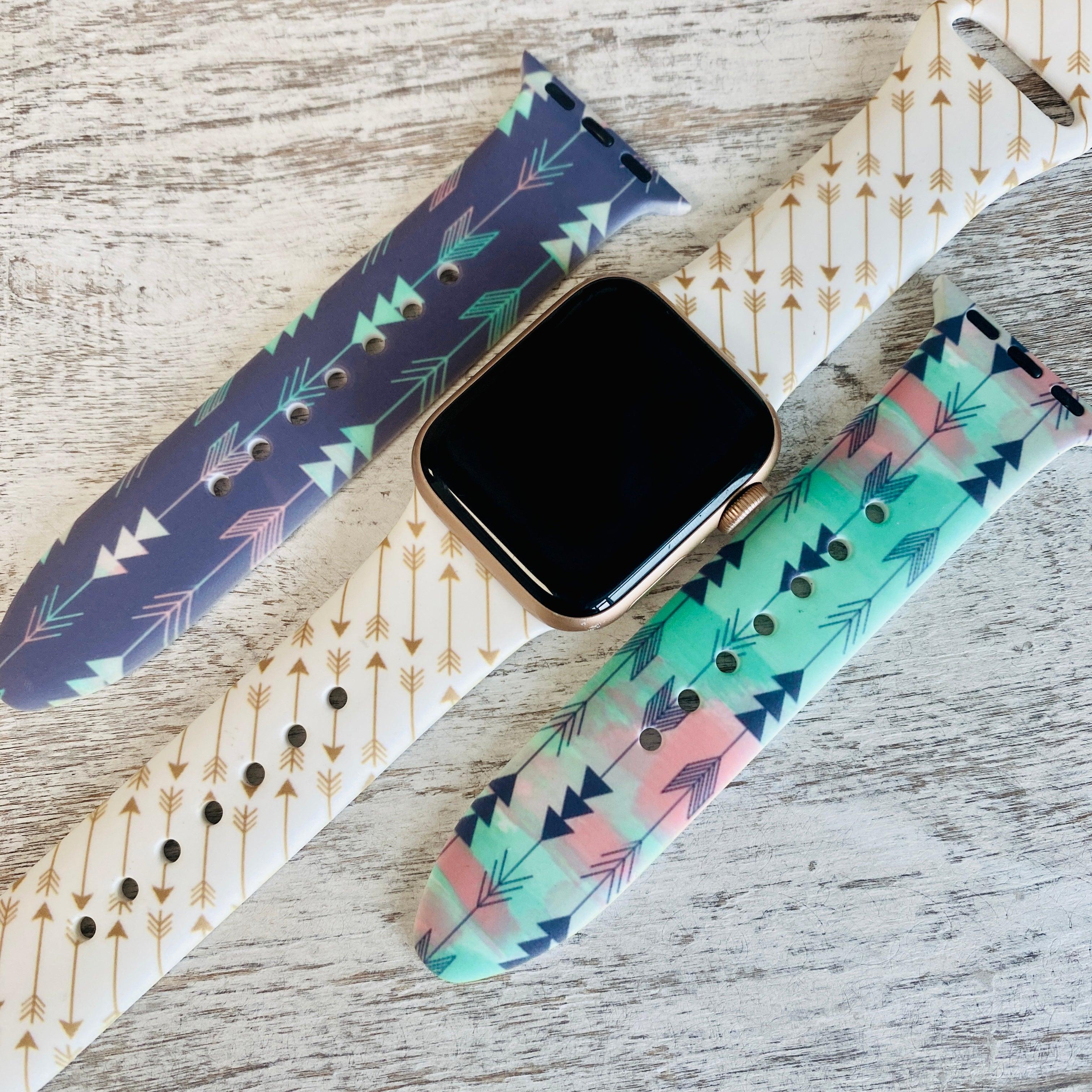 Boho-Feather Arrow Print Silicone Band For Apple Watch Multiple Colors Available - Fancy Bands