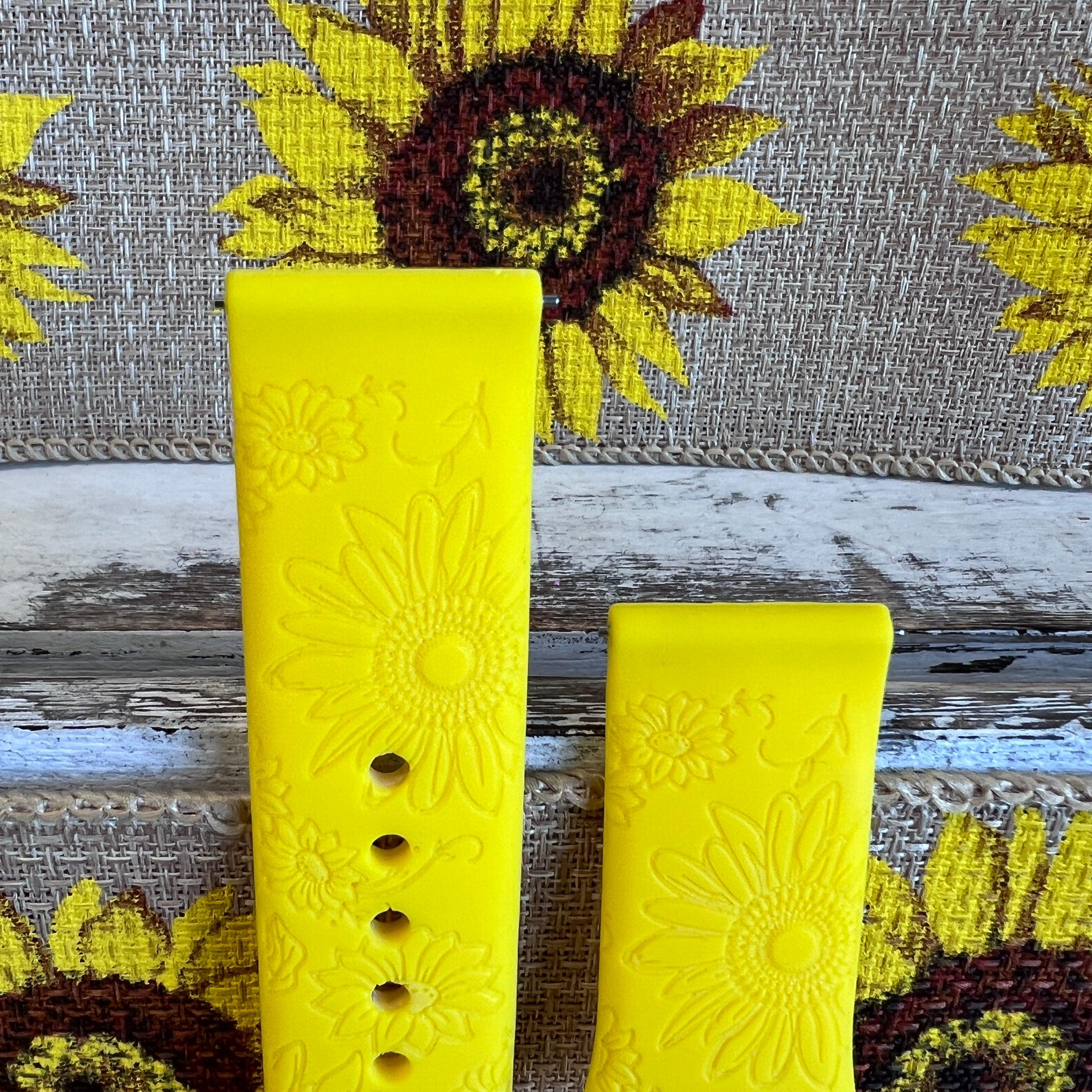 Engraved Sunflower Print Silicone Band For Samsung Watch Two Colors Available - Fancy Bands